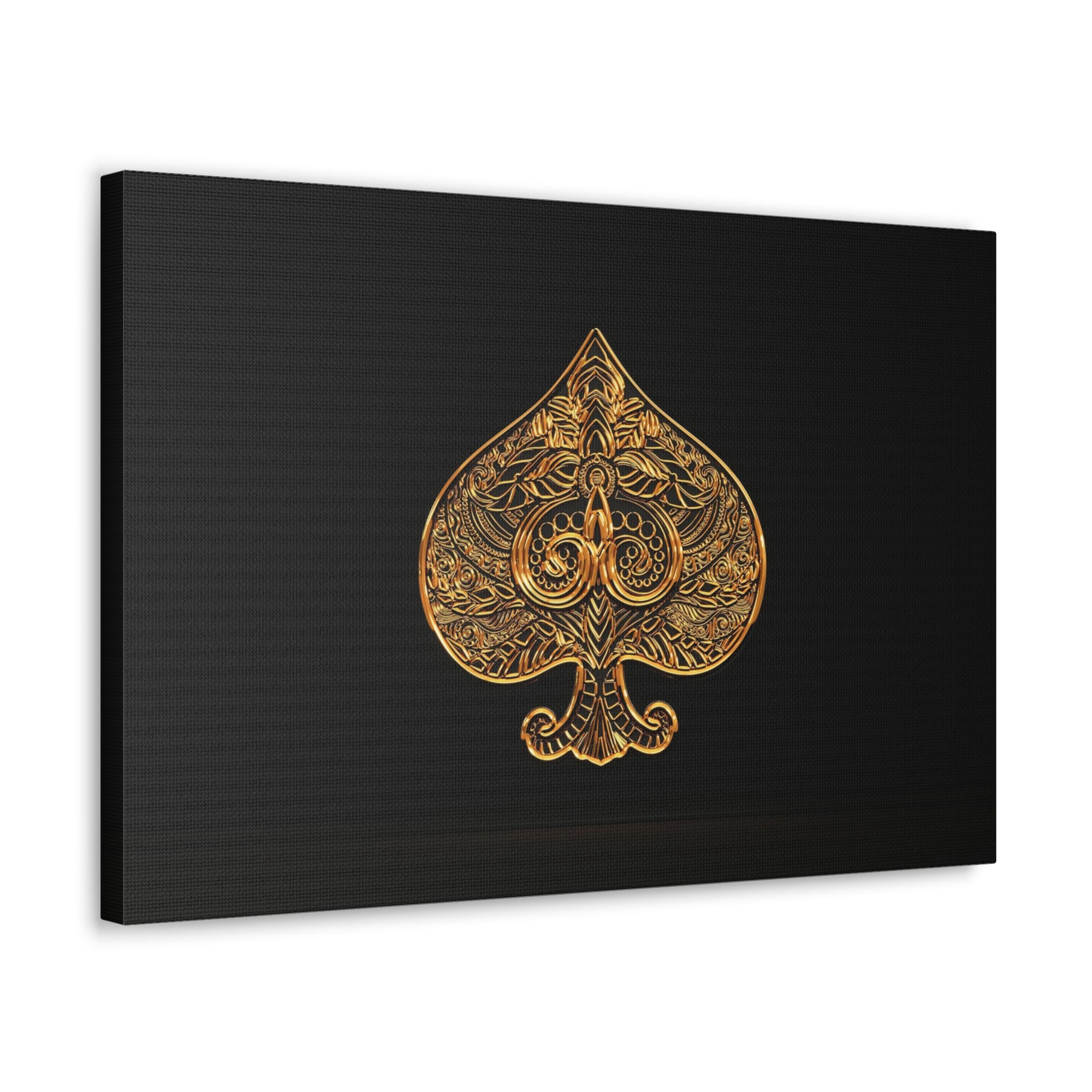 3D Gold Spades Playing Card Canvas Wall Art for Home Decor Ready-to-Hang-Express Your Love Gifts