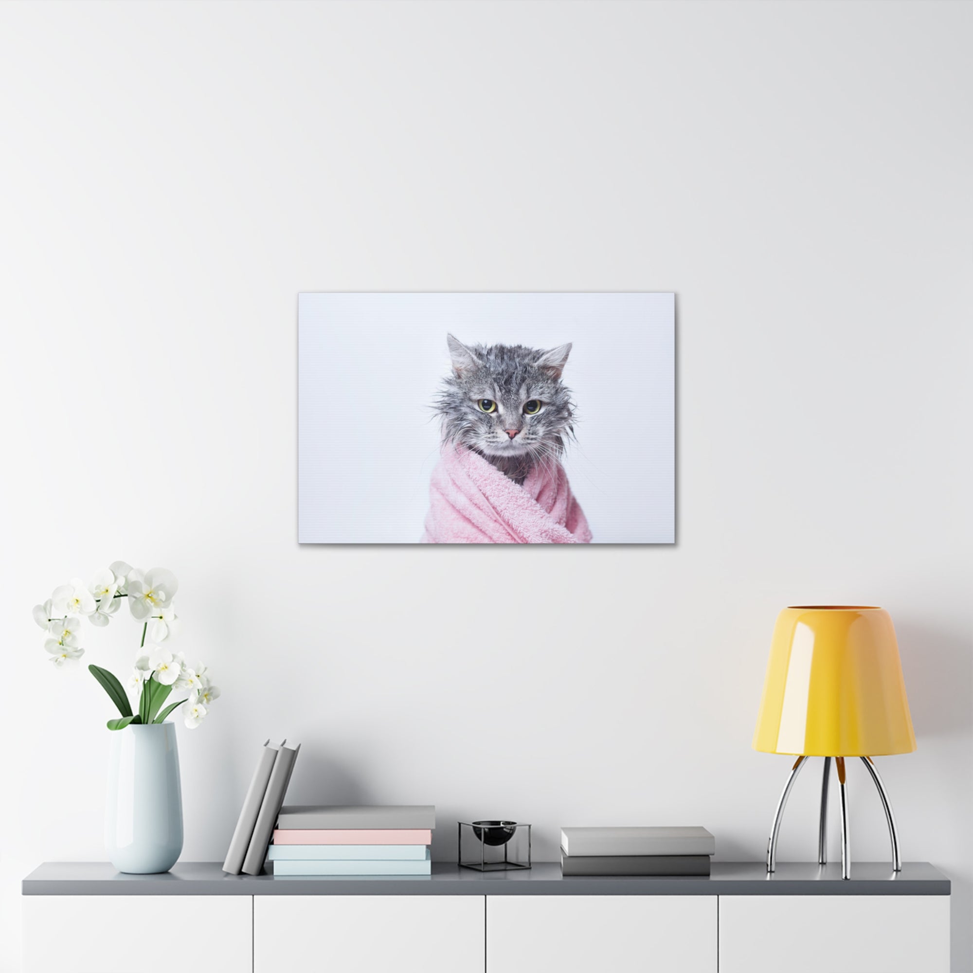 Funny Tabby Cat Bathee Canvas Wall Art for Home Decor Ready-to-Hang-Express Your Love Gifts