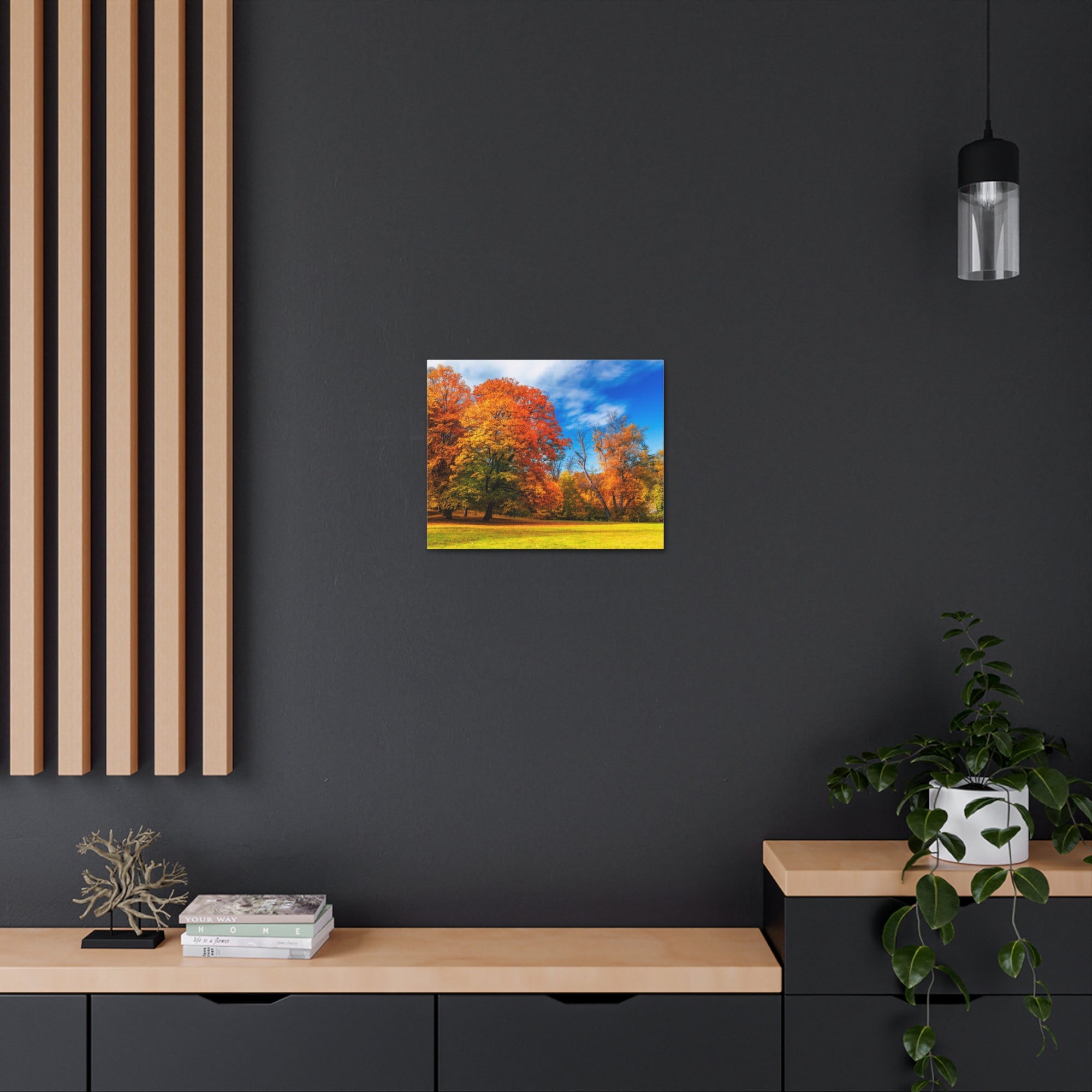 Autumn Fall Scene Beautiful Autumn Forest Path Beauty Nature Scene Bright Light Sun Wall Art Ready to Hang-Express Your Love Gifts