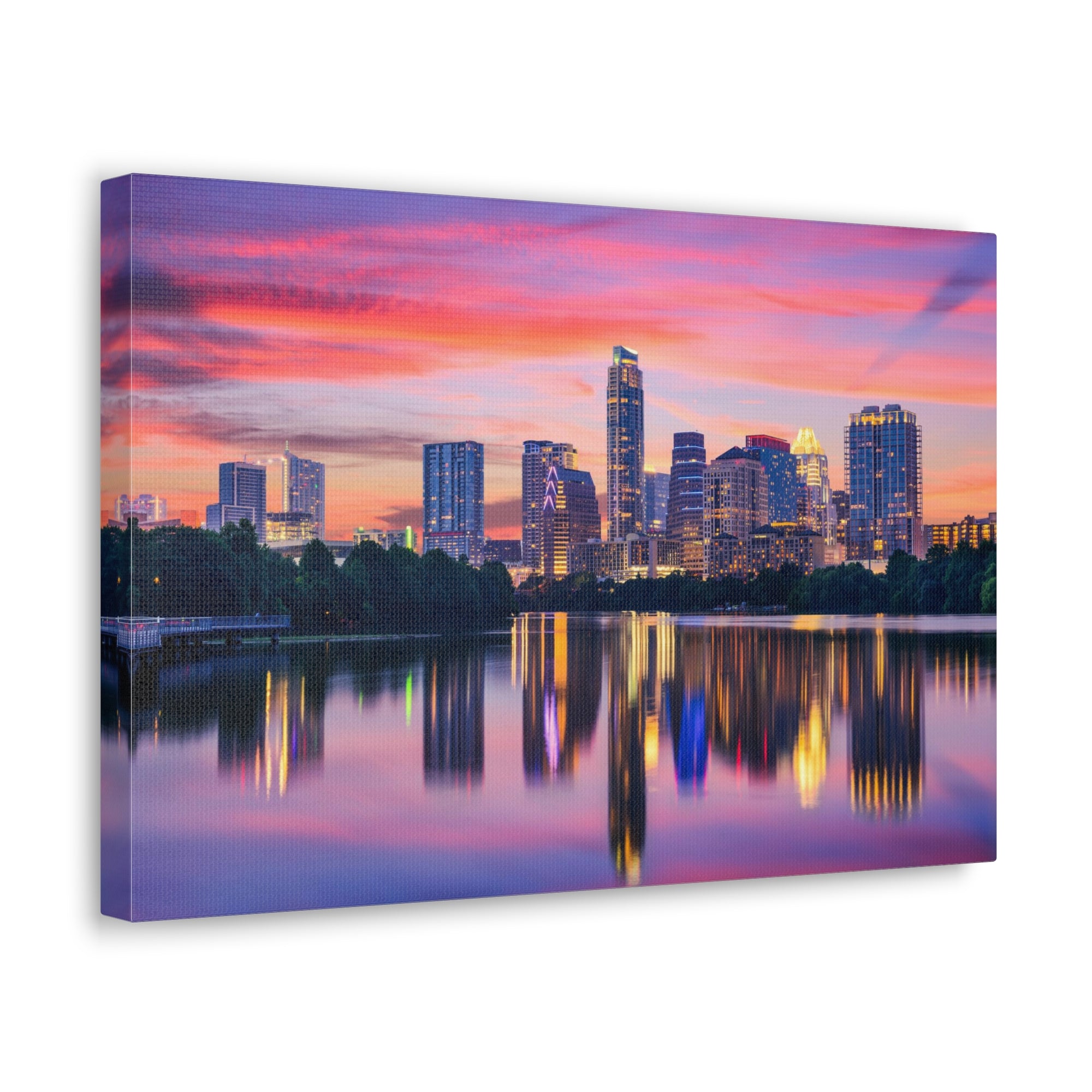 Austin Night Skyline Canvas Artwork High-Quality Breathtaking Stunning Cityscape for Home Decor Ready to Hang-Express Your Love Gifts