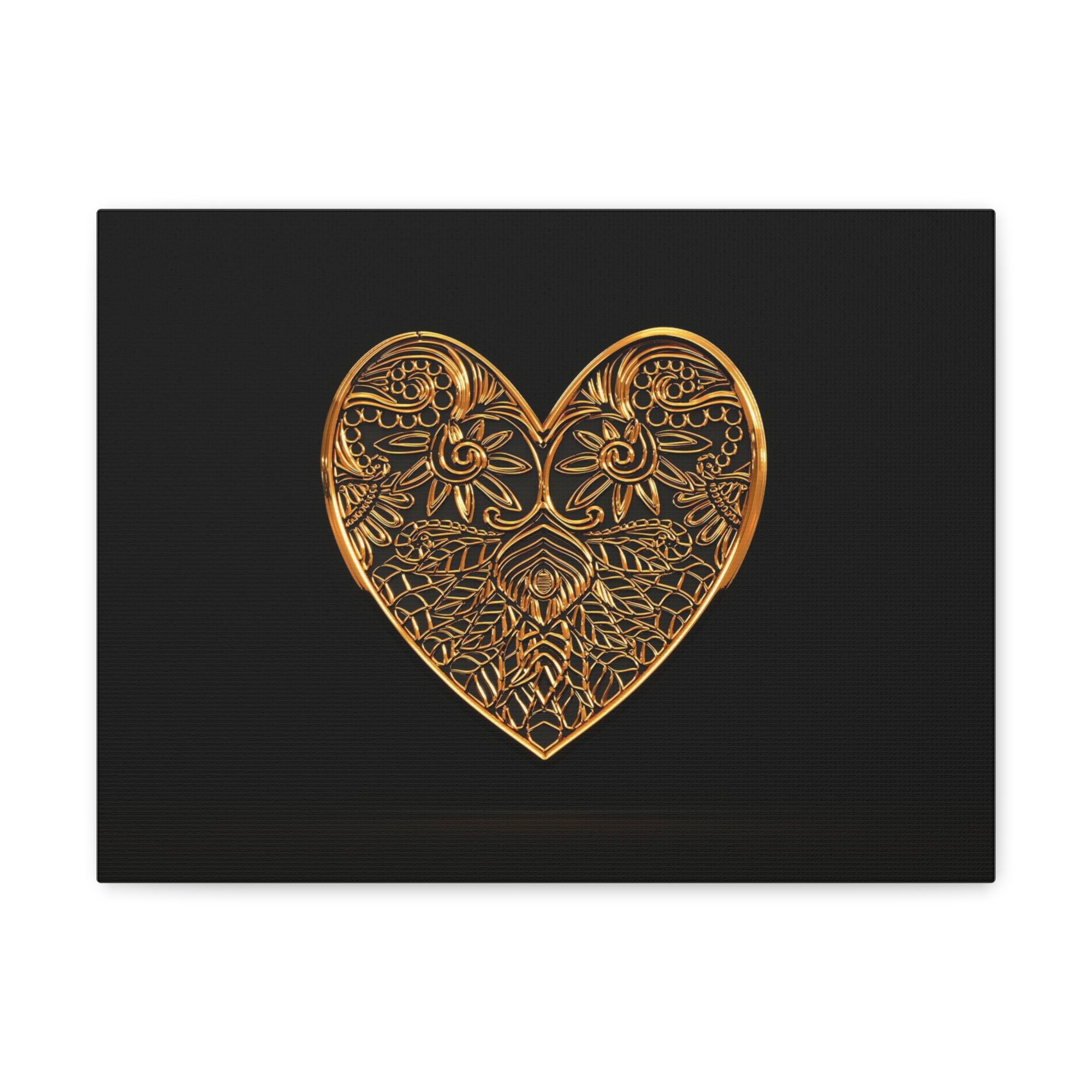 3D Gold Hearts Playing Card Canvas Wall Art for Home Decor Ready-to-Hang-Express Your Love Gifts