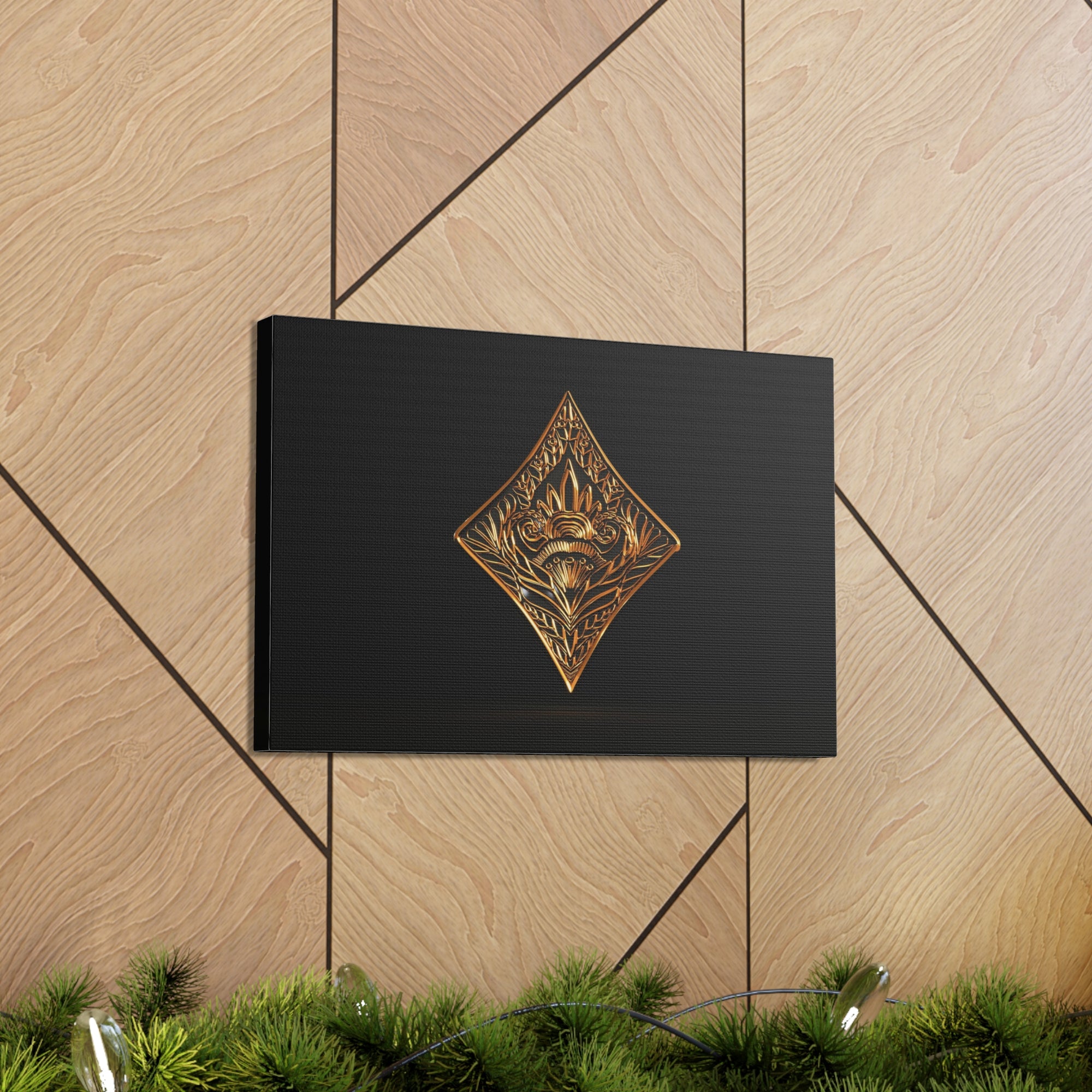 3D Gold Diamonds Playing Card Canvas Wall Art for Home Decor Ready-to-Hang-Express Your Love Gifts