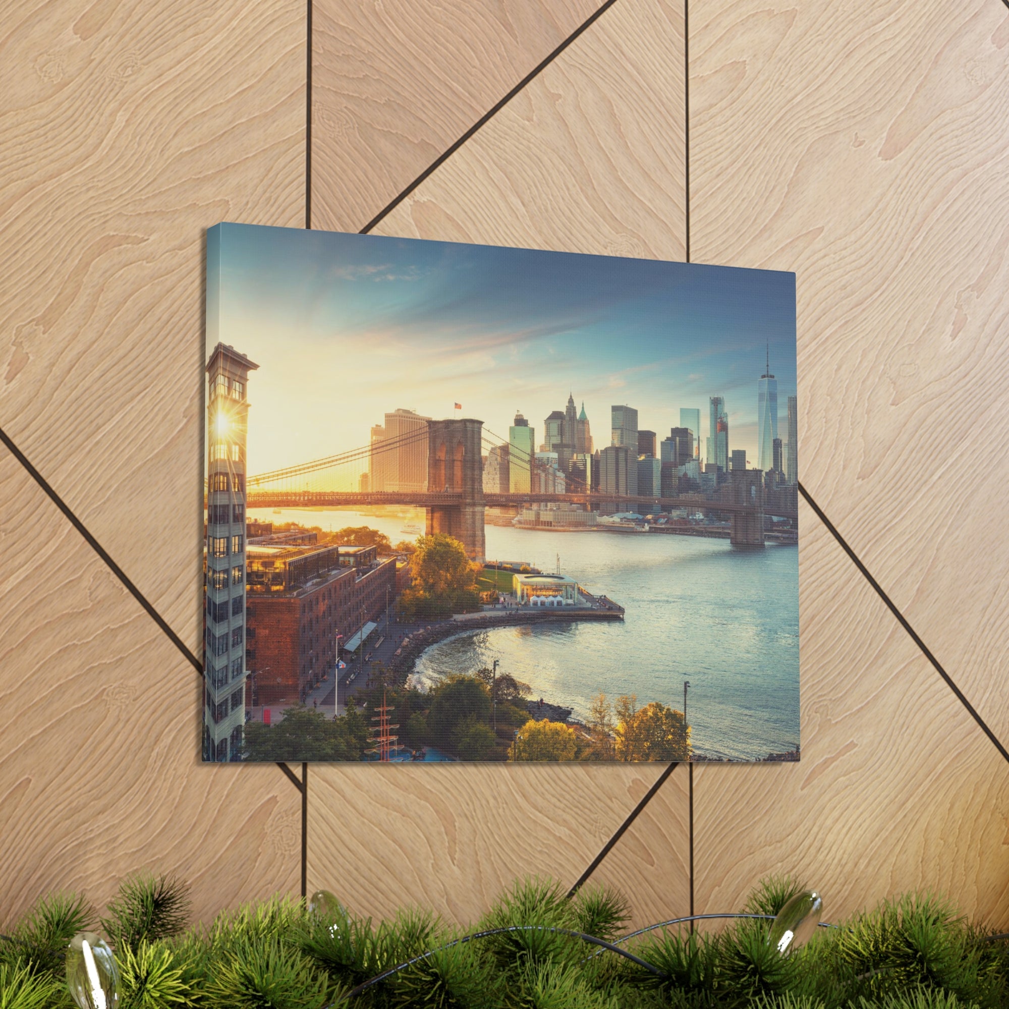 Brooklyn Daytime Skyline Canvas Artwork High-Quality Breathtaking Stunning Cityscape for Home Decor Ready to Hang-Express Your Love Gifts