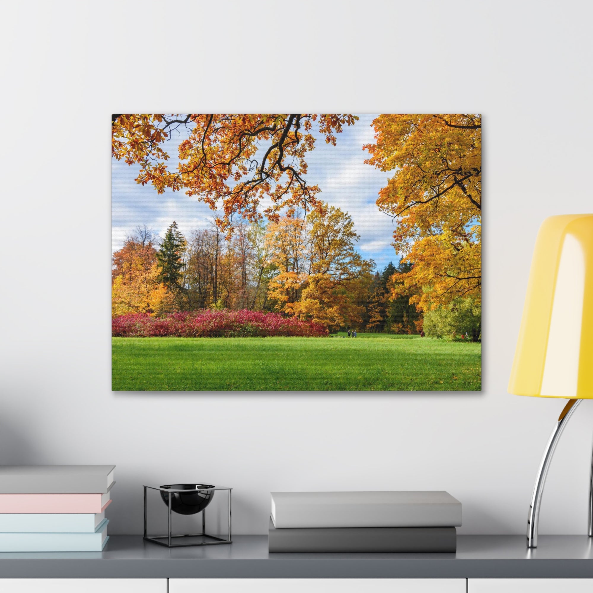 Autumn Park Tree Orange Nature Wilderness Photography Canvas Wall Art for Home Decor Ready-to-Hang-Express Your Love Gifts