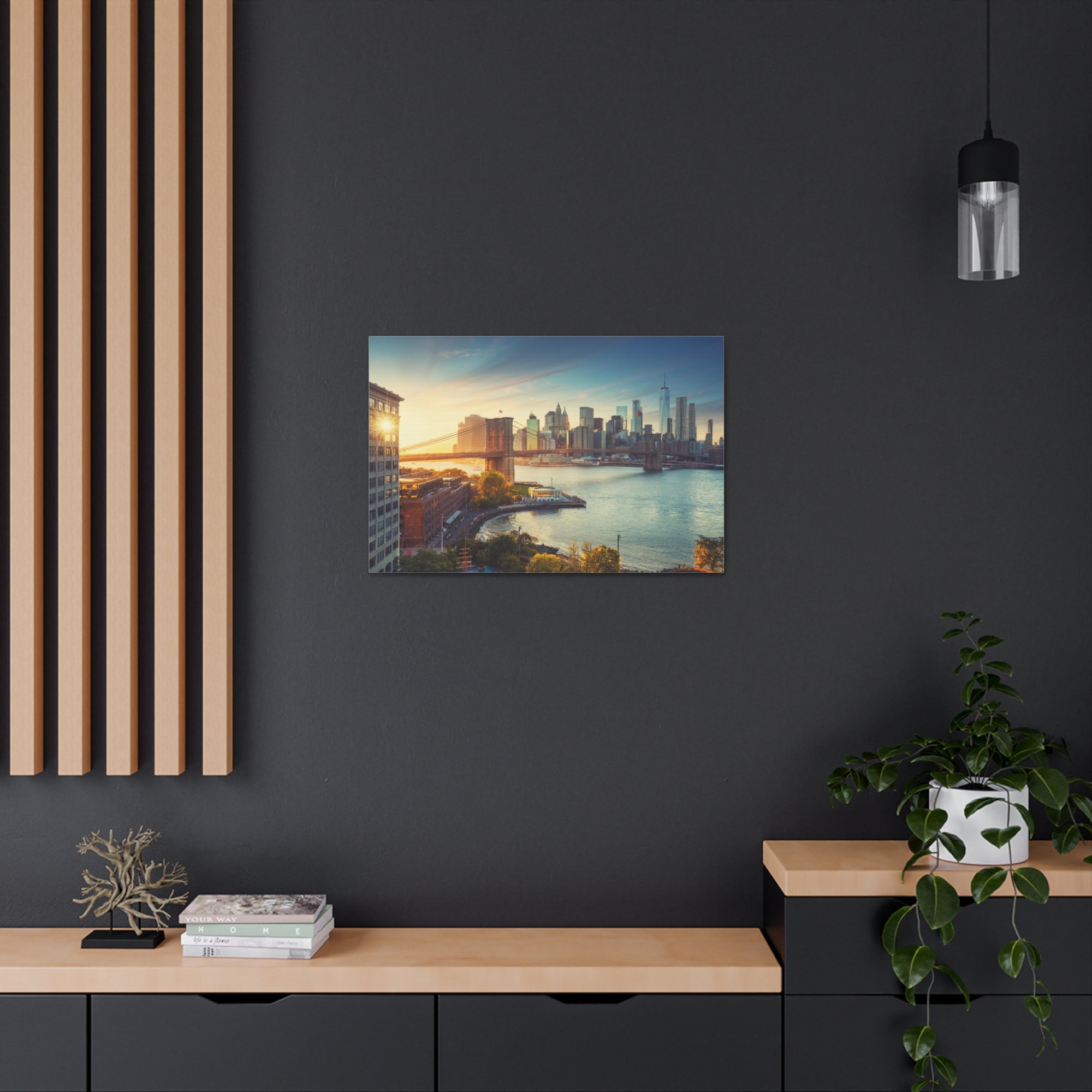 Brooklyn Daytime Skyline Canvas Artwork High-Quality Breathtaking Stunning Cityscape for Home Decor Ready to Hang-Express Your Love Gifts