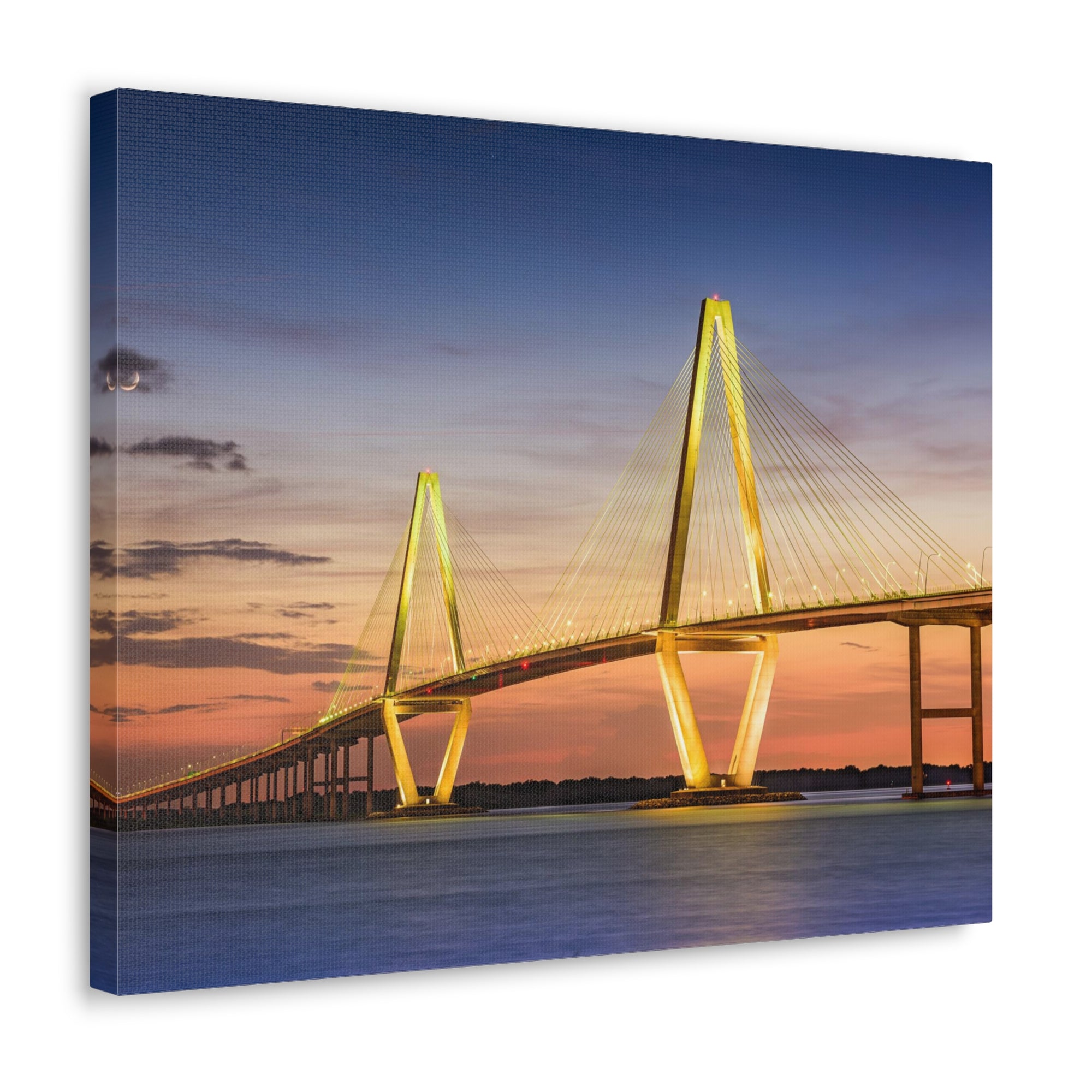 Arthur Ravenel River Bridge Charleston South Carolina Nature Wilderness Photography Canvas Wall Art for Home Decor Ready-to-Hang-Express Your Love Gifts