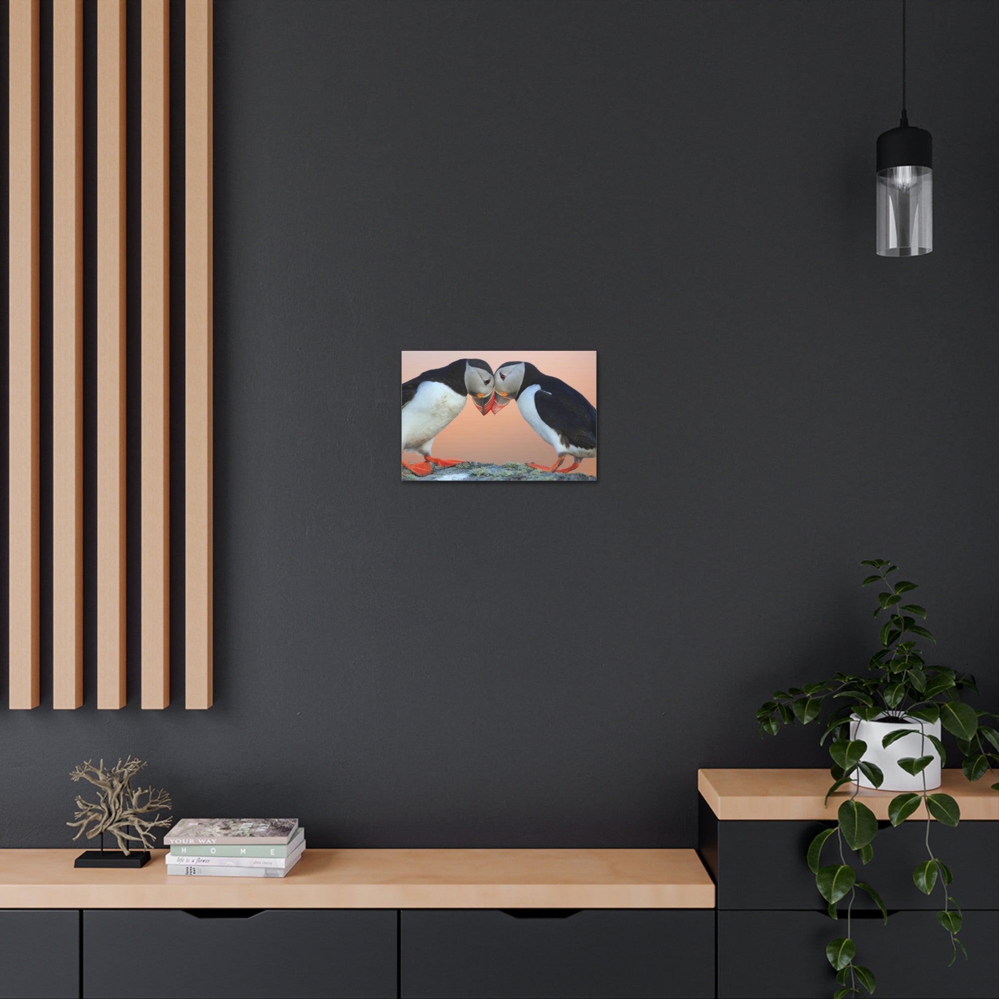 Funny Atlantic Puffin Silly Atlantic Puffin Couple Wall Art Ready to Hang-Express Your Love Gifts