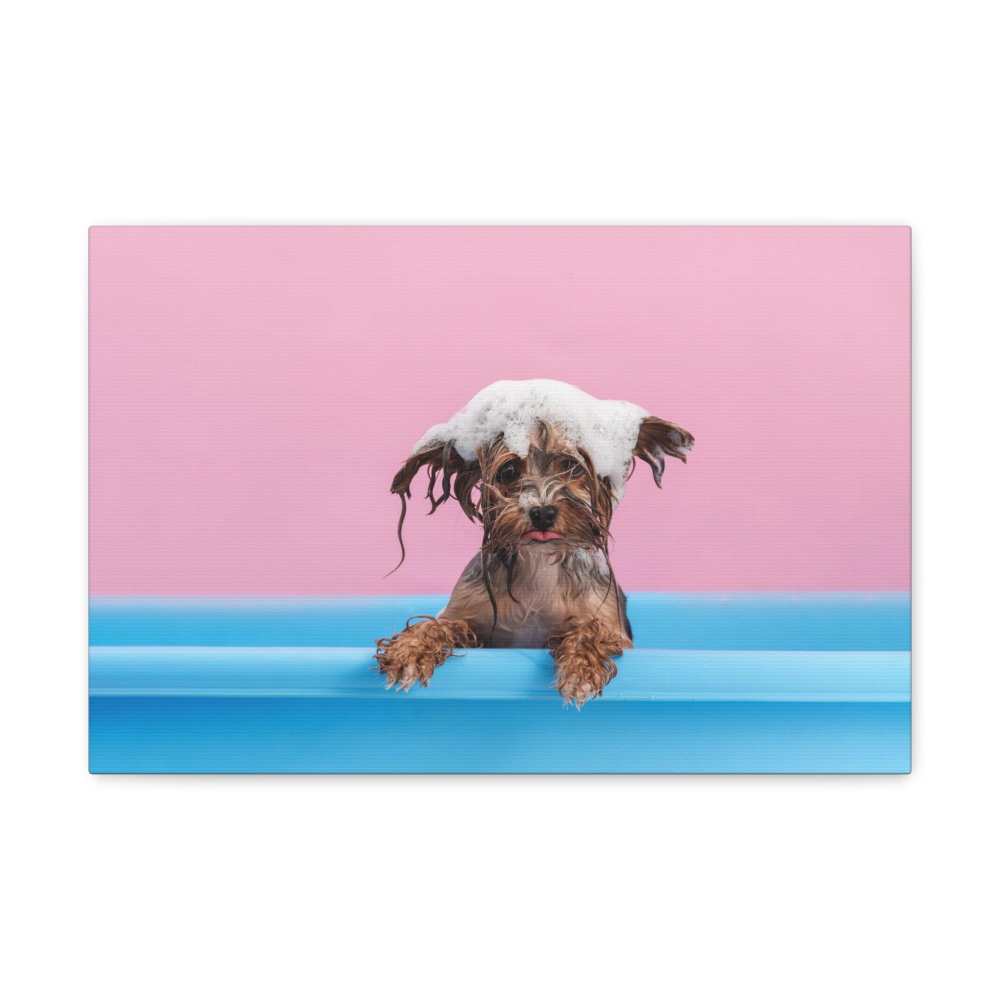 Funny Yorkshire Terrier Bathee Canvas Wall Art for Home Decor Ready-to-Hang-Express Your Love Gifts