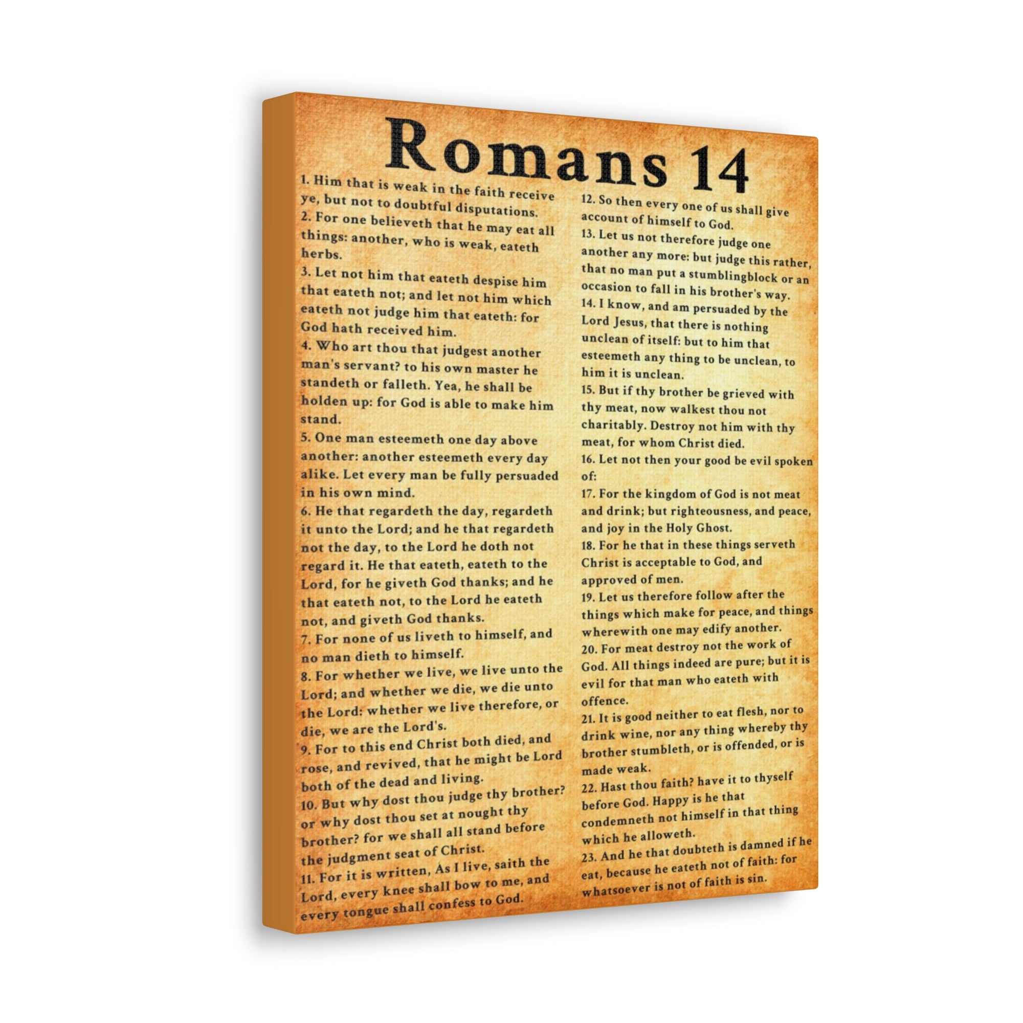 Scripture Walls Romans 14 Gold Bible Verse Canvas Christian Wall Art Ready to Hang Unframed-Express Your Love Gifts