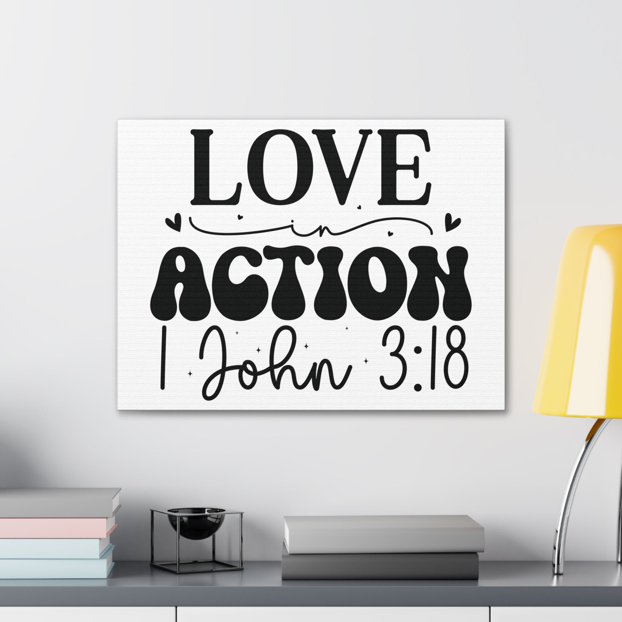 Scripture Walls 1 John 3:18 His Love in Action Bible Verse Canvas Christian Wall Art Ready to Hang Unframed-Express Your Love Gifts