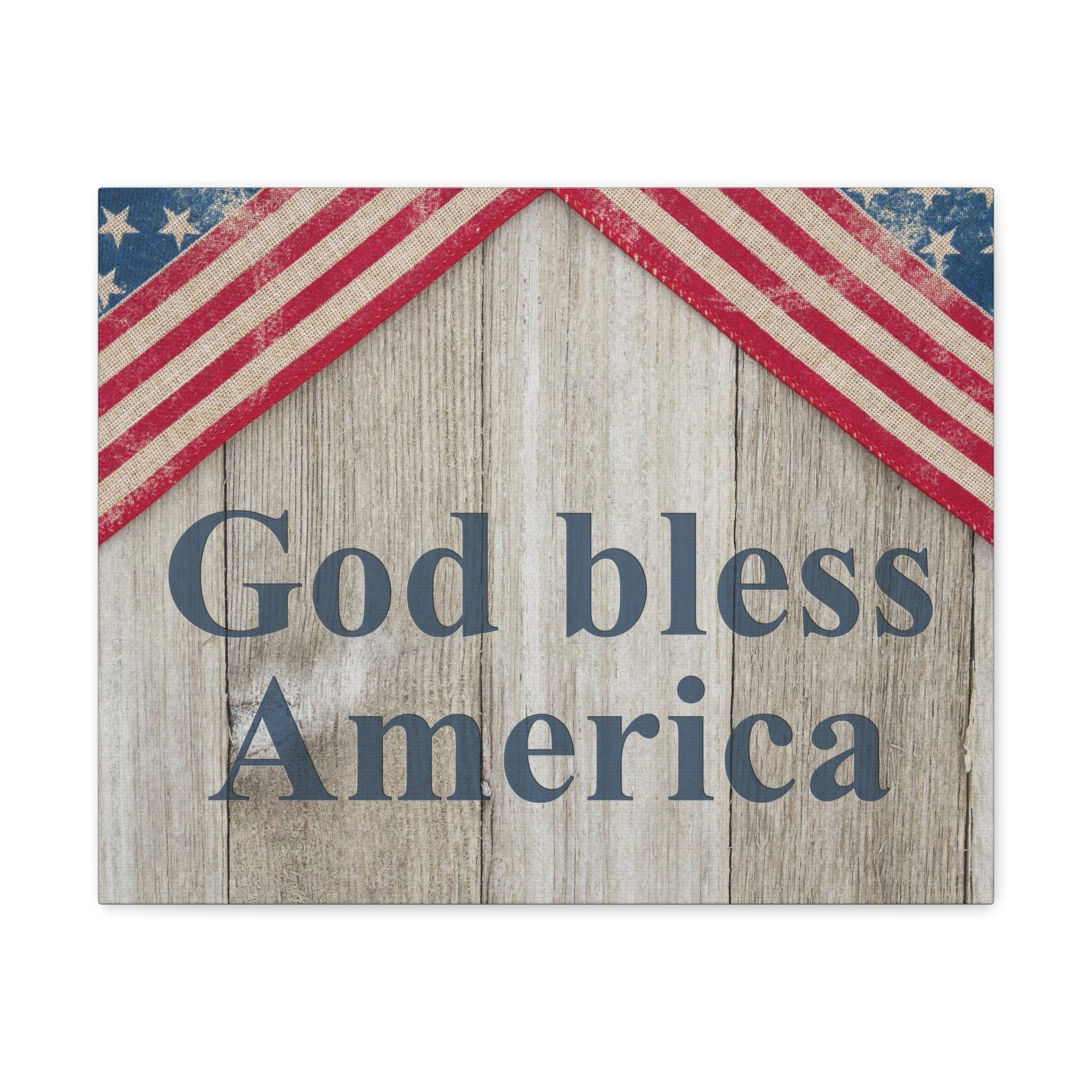 God Bless America Patriotic Message Canvas Wall Art for Home Decor Ready-to-Hang-Express Your Love Gifts