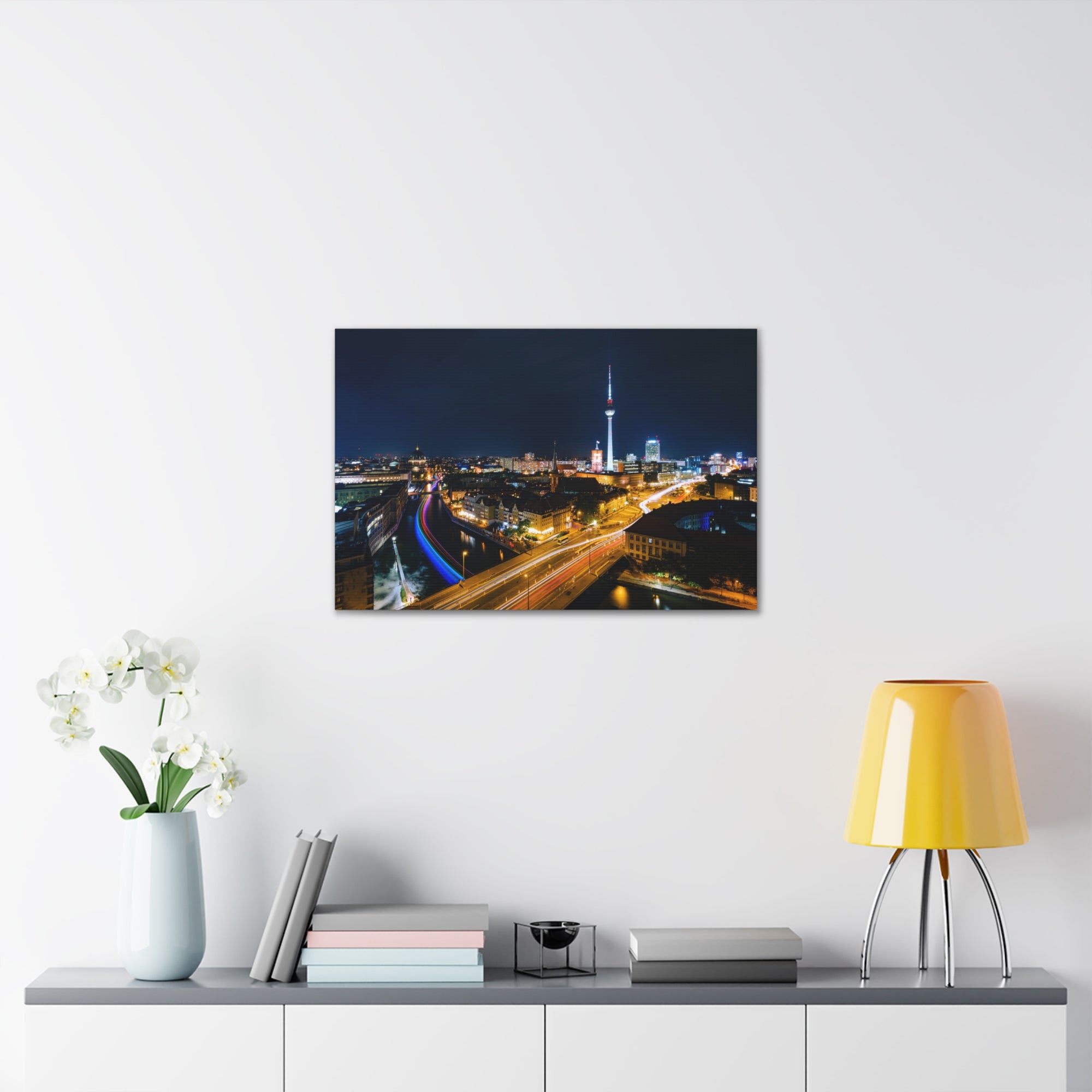 Berlin Night Skyline Canvas Artwork High-Quality Breathtaking Stunning Cityscape for Home Decor Ready to Hang-Express Your Love Gifts