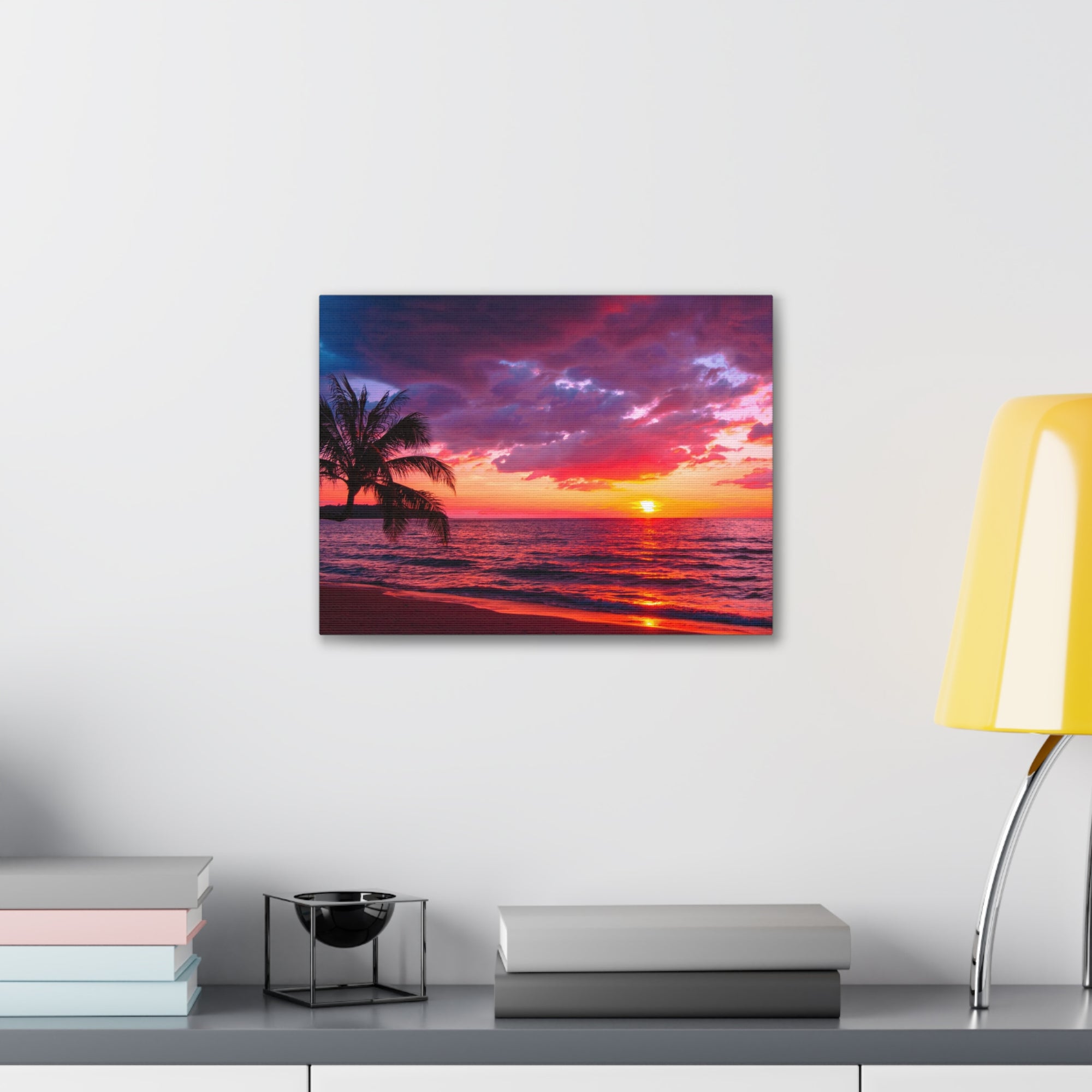 Beautiful Sunset Tropical Beach Ocean Canvas Wall Art for Home Decor Ready-to-Hang-Express Your Love Gifts