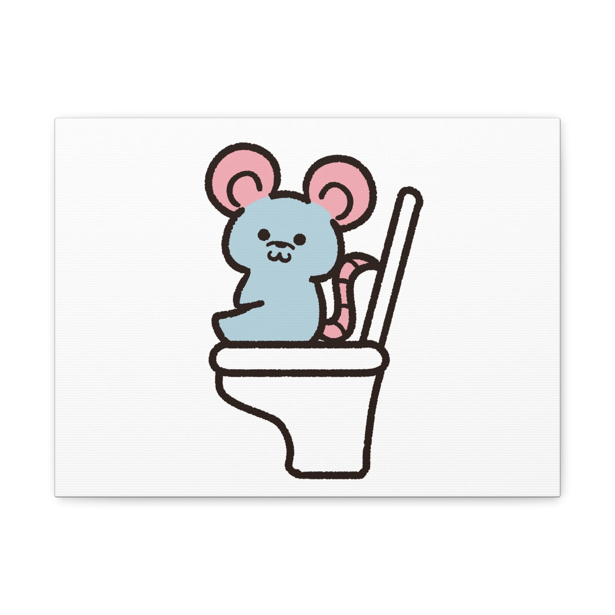 Cartoon Mouse Sitting On Toilet Funny Canvas Wall Art for Home Decor Ready-to-Hand-Express Your Love Gifts