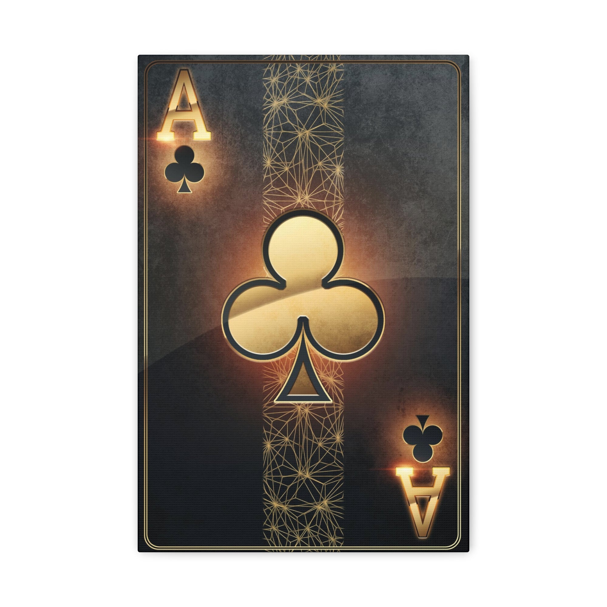 Black And Golden Ace Of Clubs Poker Playing Card Canvas Wall Art for Home Decor Ready-to-Hang-Express Your Love Gifts