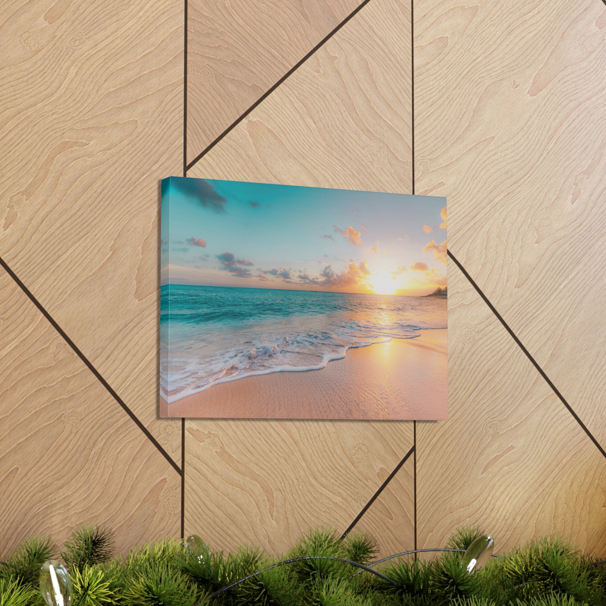 Beach Blue Sky Daylight Ocean Canvas Wall Art for Home Decor Ready-to-Hang-Express Your Love Gifts