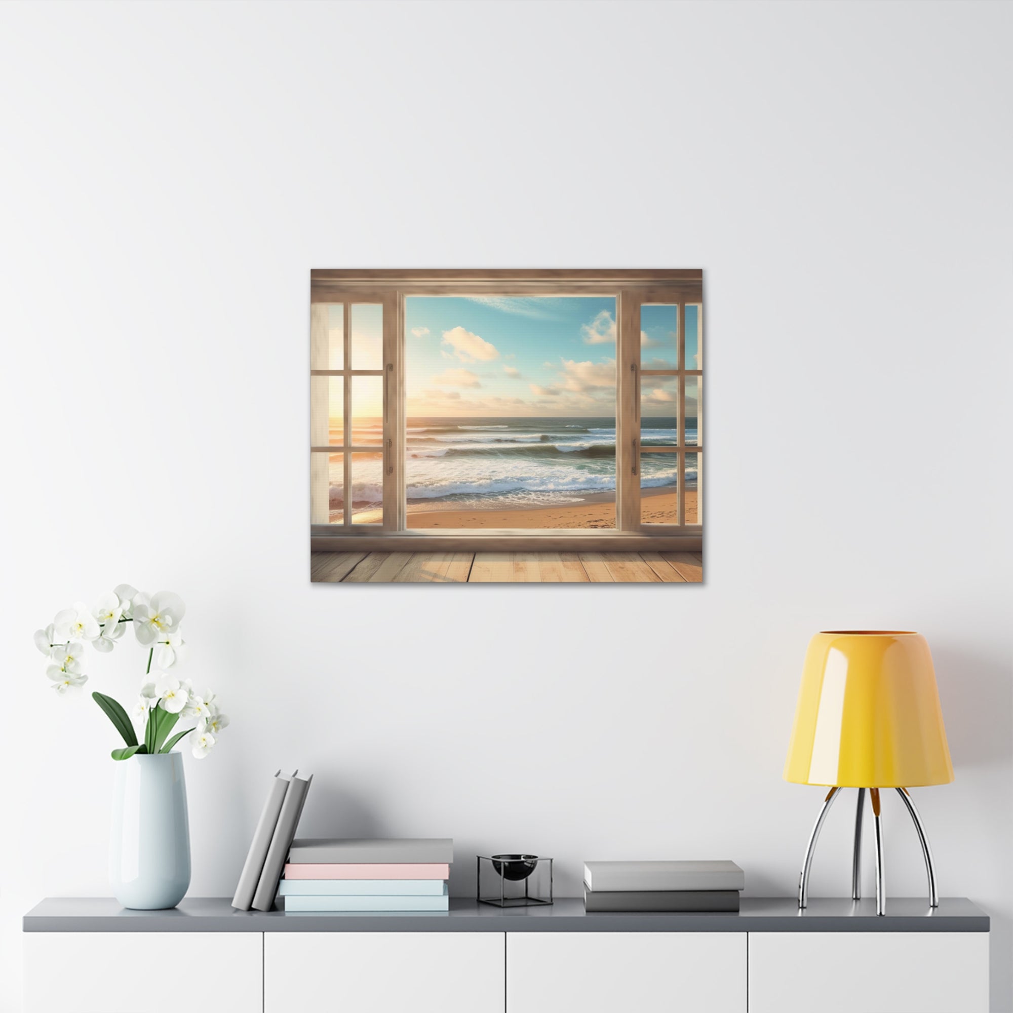 Beautiful Ocean View Window Luxury Ocean Canvas Wall Art for Home Decor Ready-to-Hang-Express Your Love Gifts