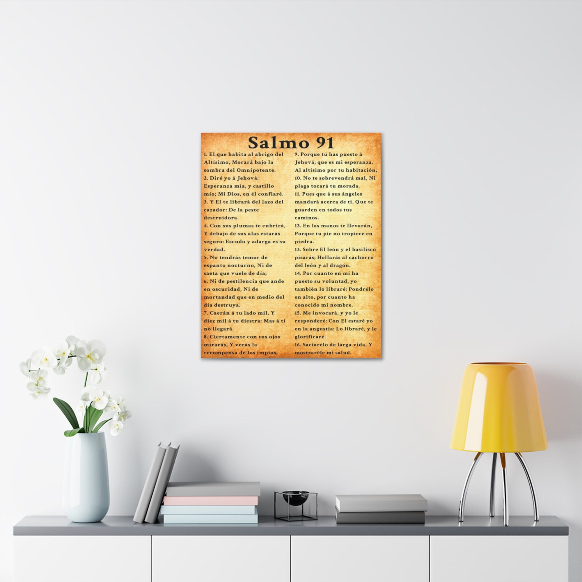 Scripture Walls Salmo 91 Psalm 91 Spanish Gold Bible Chapter Canvas Christian Wall Art Ready to Hang Unframed-Express Your Love Gifts