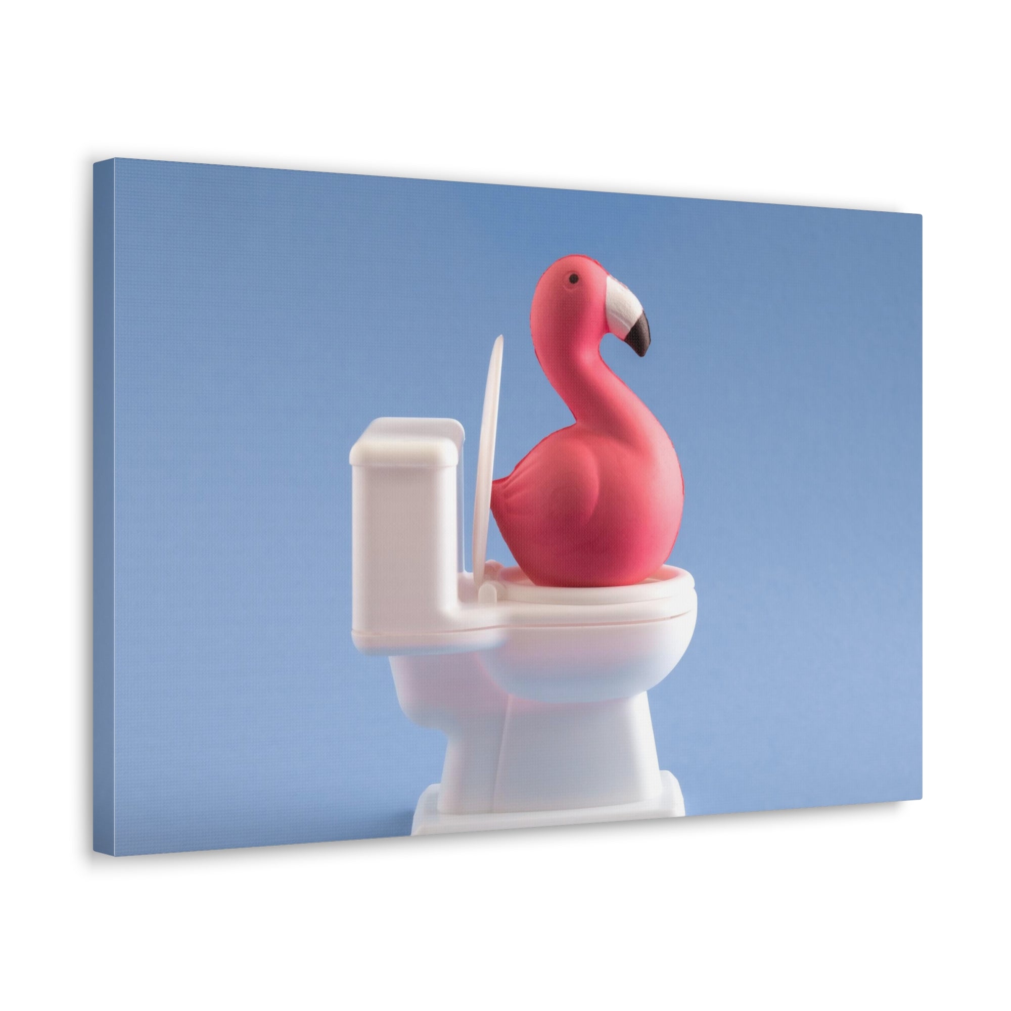 Cute Pink Flamingo Sitting On Toilet Funny Canvas Wall Art for Home Decor Ready-to-Hand-Express Your Love Gifts