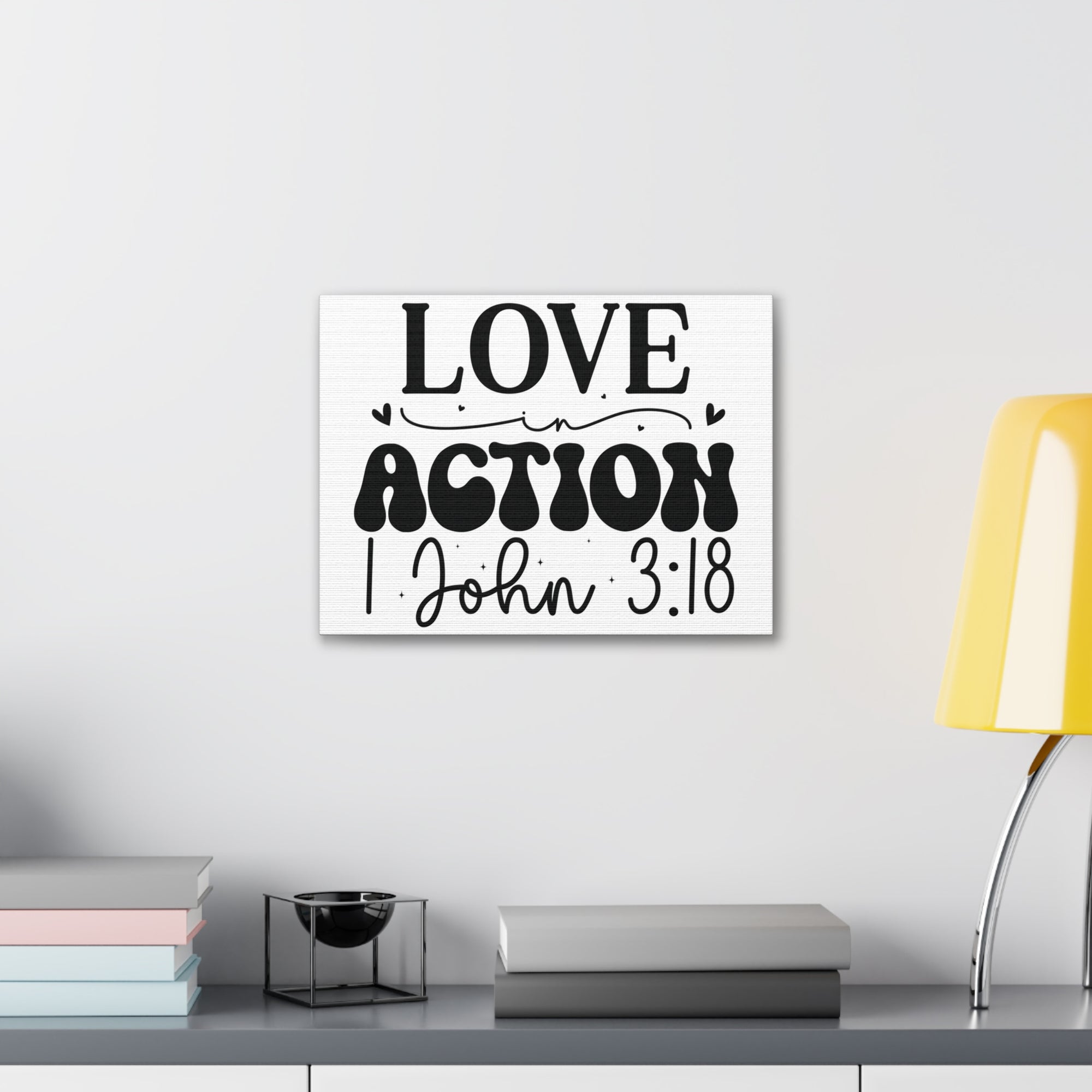 Scripture Walls 1 John 3:18 His Love in Action Bible Verse Canvas Christian Wall Art Ready to Hang Unframed-Express Your Love Gifts