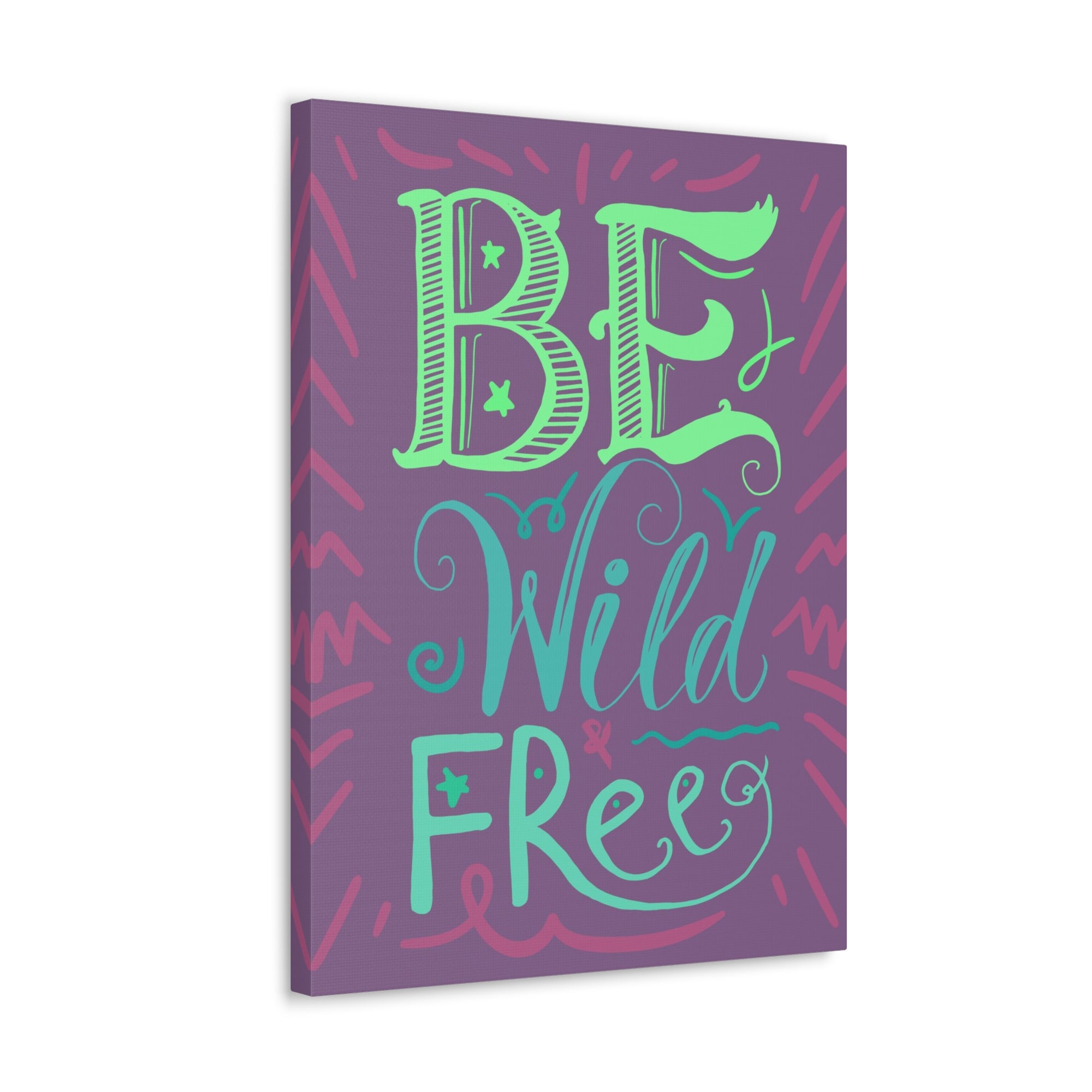 Be Wild And Free Purple Background Inspirational Canvas Wall Art for Home Decor Ready-to-Hang-Express Your Love Gifts