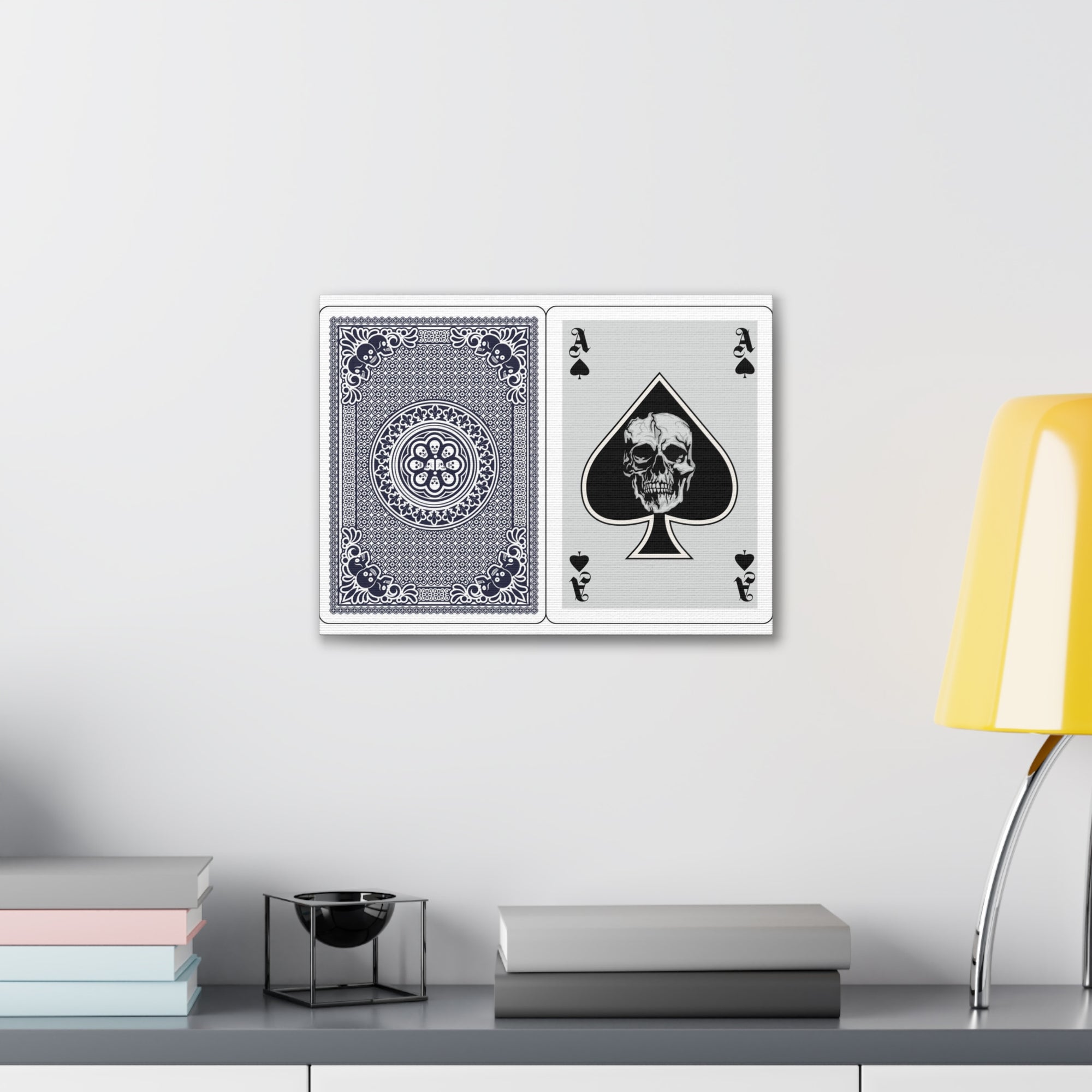 Ace of Spades With Skull Playing Card Canvas Wall Art for Home Decor Ready-to-Hang-Express Your Love Gifts