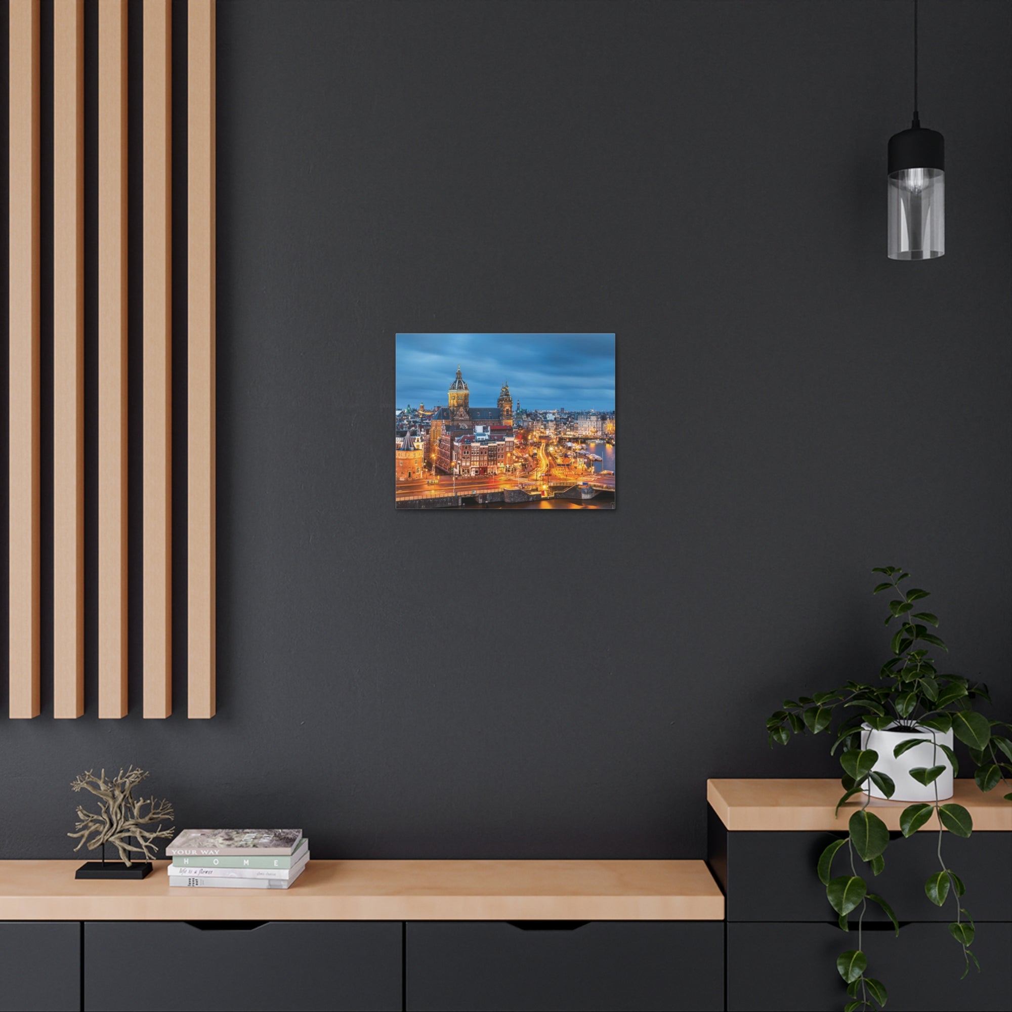 Amsterdam Night Skyline Canvas Artwork High-Quality Breathtaking Stunning Cityscape for Home Decor Ready to Hang-Express Your Love Gifts