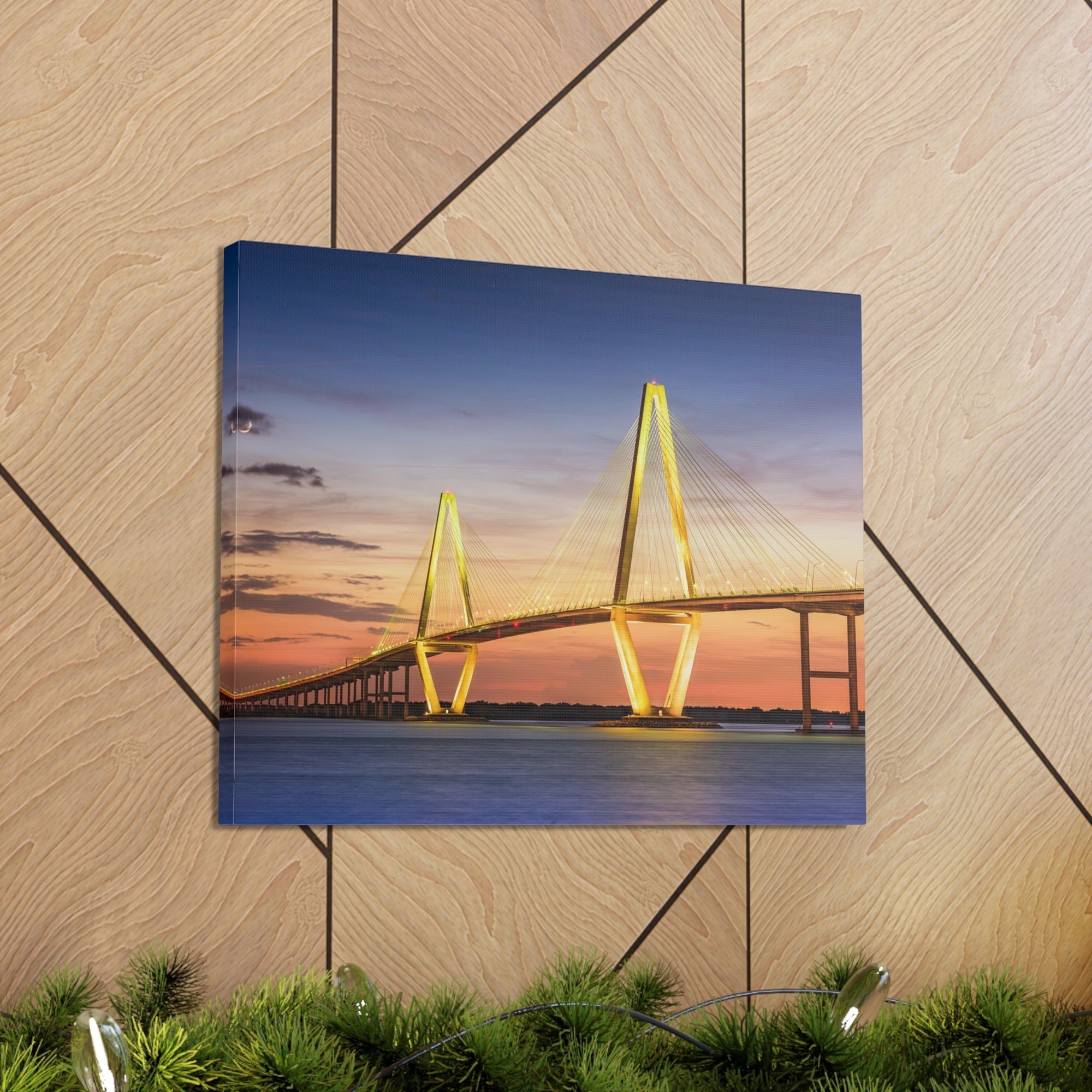 Arthur Ravenel River Bridge Charleston South Carolina Nature Wilderness Photography Canvas Wall Art for Home Decor Ready-to-Hang-Express Your Love Gifts