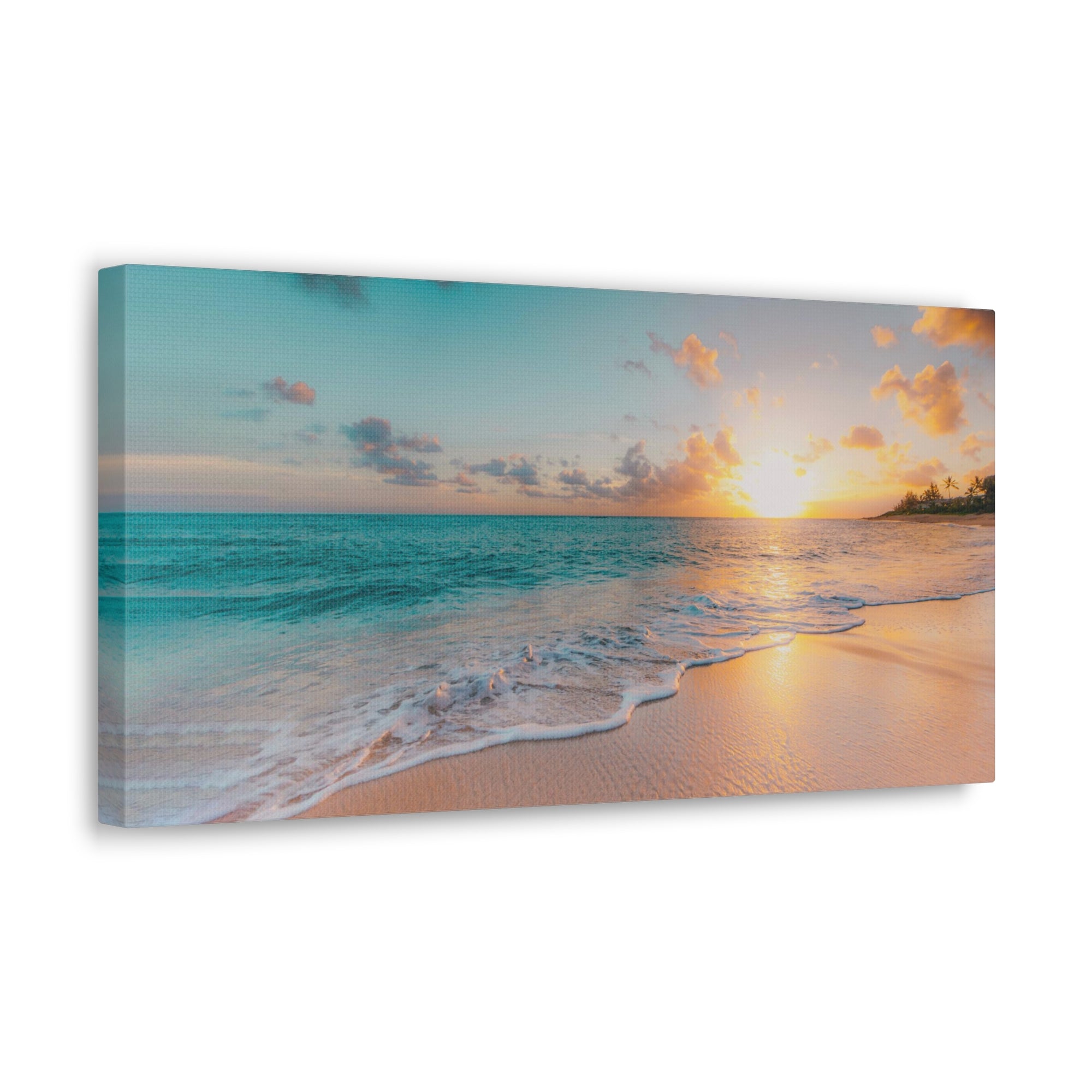 Beach Blue Sky Daylight Ocean Canvas Wall Art for Home Decor Ready-to-Hang-Express Your Love Gifts