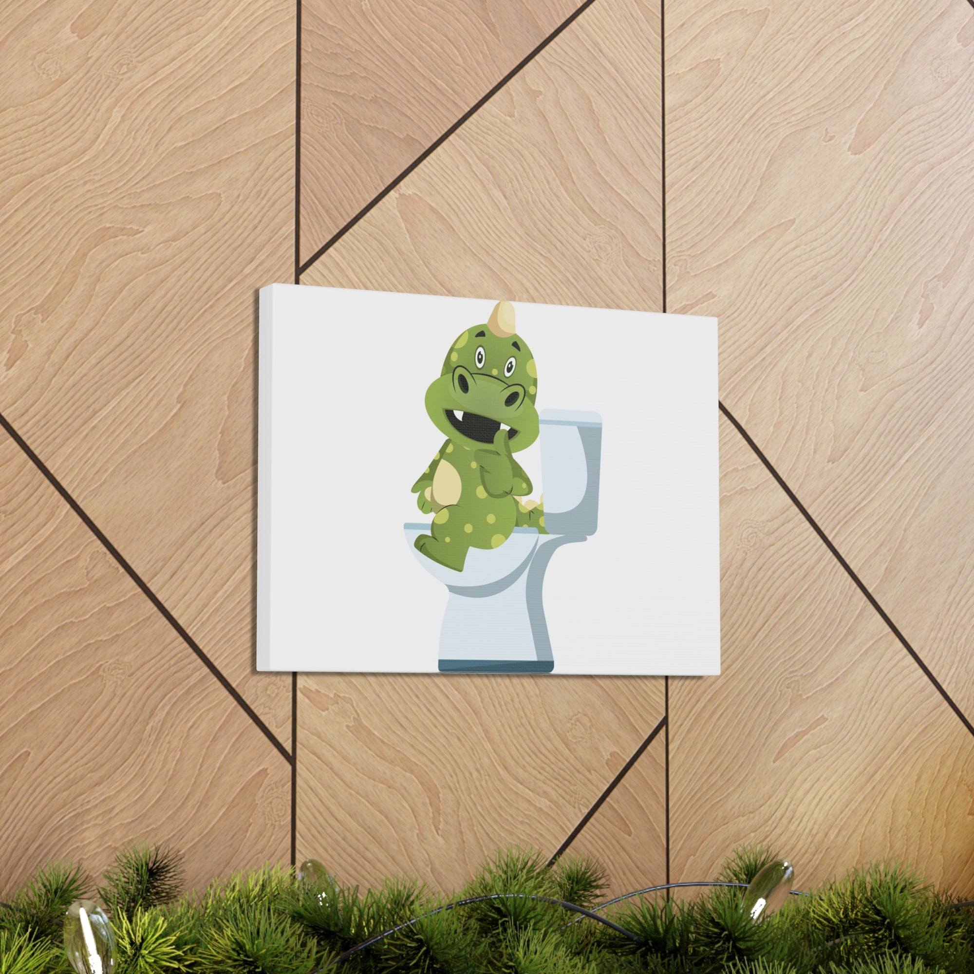 Green Dragon Sitting On Toilet Funny Canvas Wall Art for Home Decor Ready-to-Hand-Express Your Love Gifts