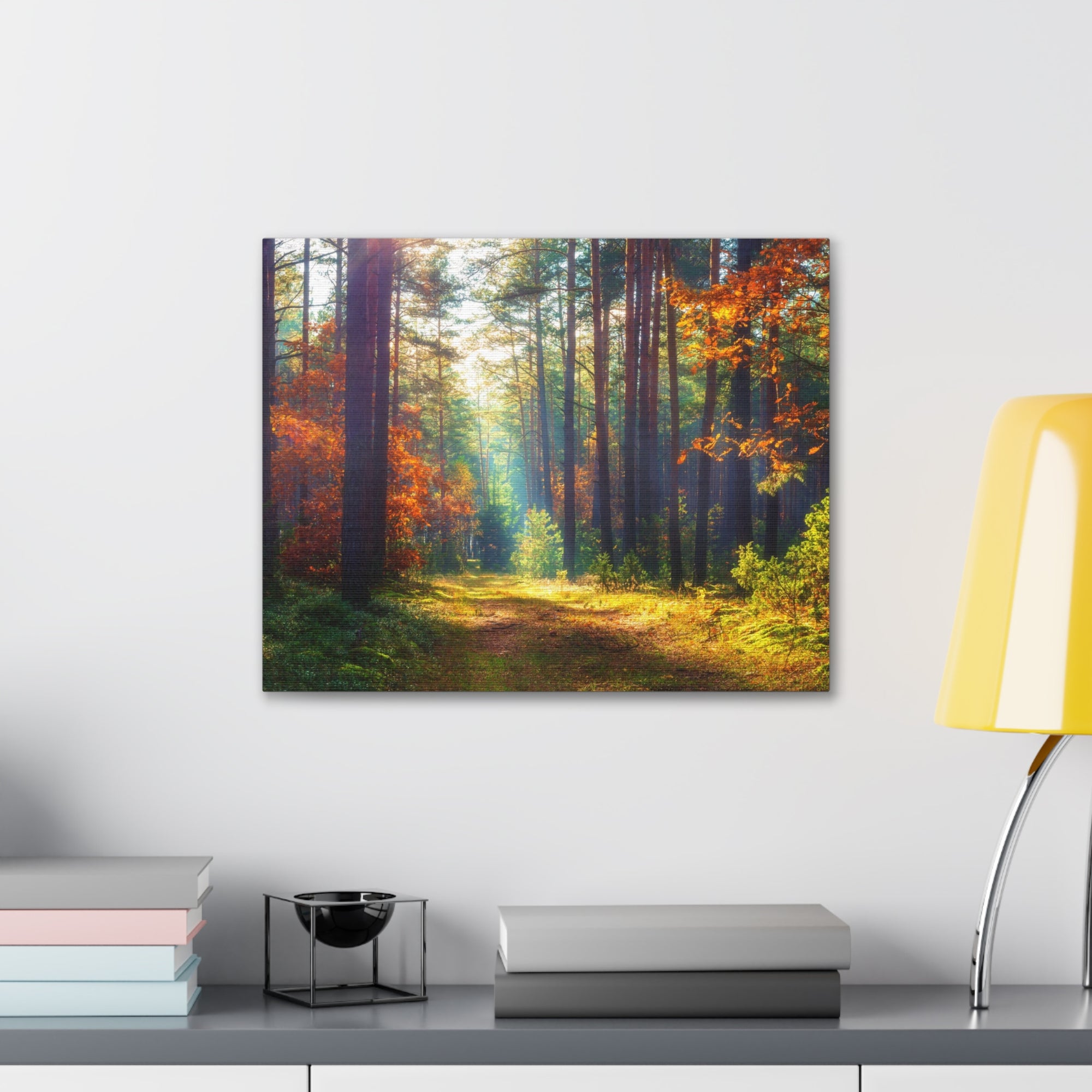 Autumn Fall Leaf Forest Nature Wilderness Photography Canvas Wall Art for Home Decor Ready-to-Hang-Express Your Love Gifts