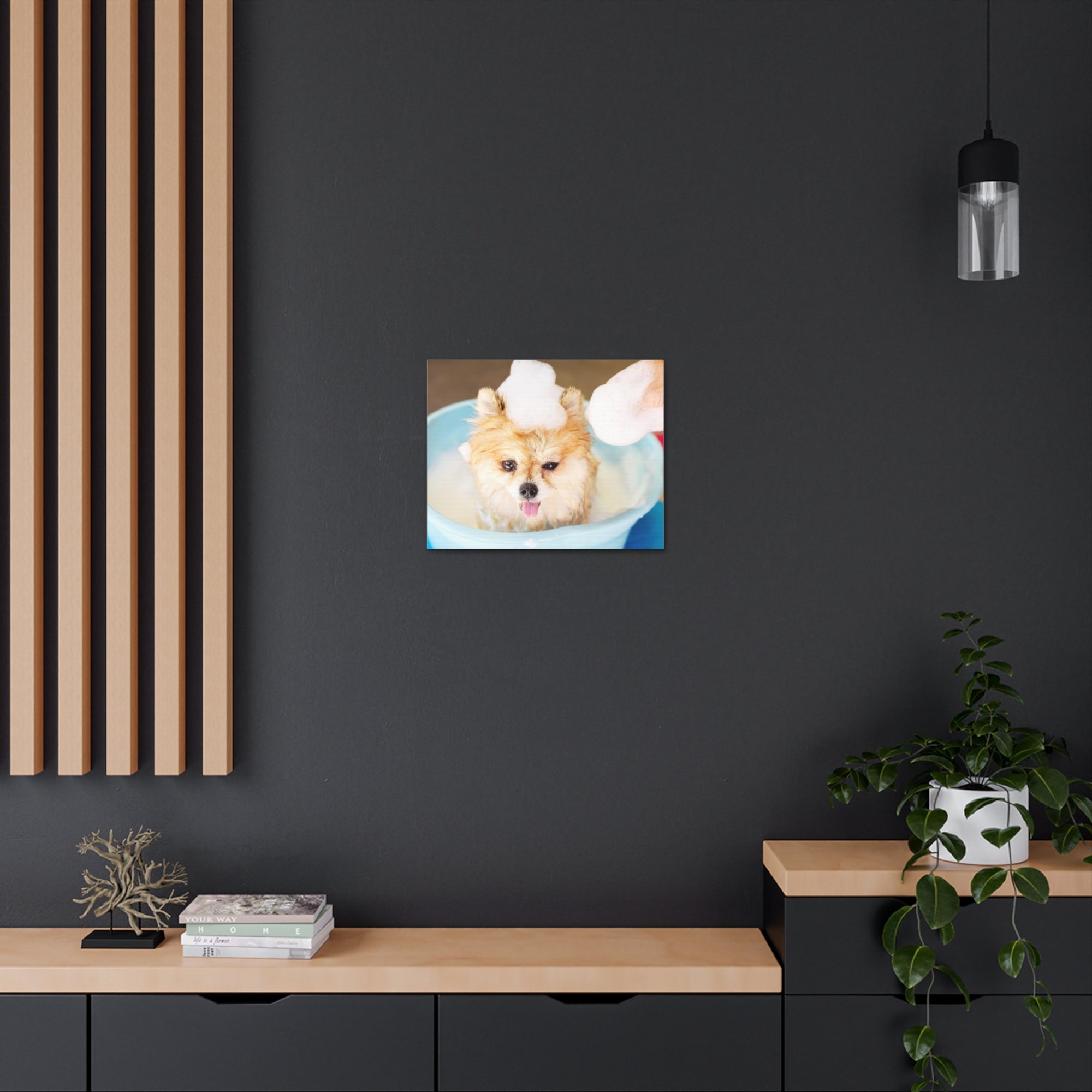 Funny Pomeranian Bathee Canvas Wall Art for Home Decor Ready-to-Hang-Express Your Love Gifts