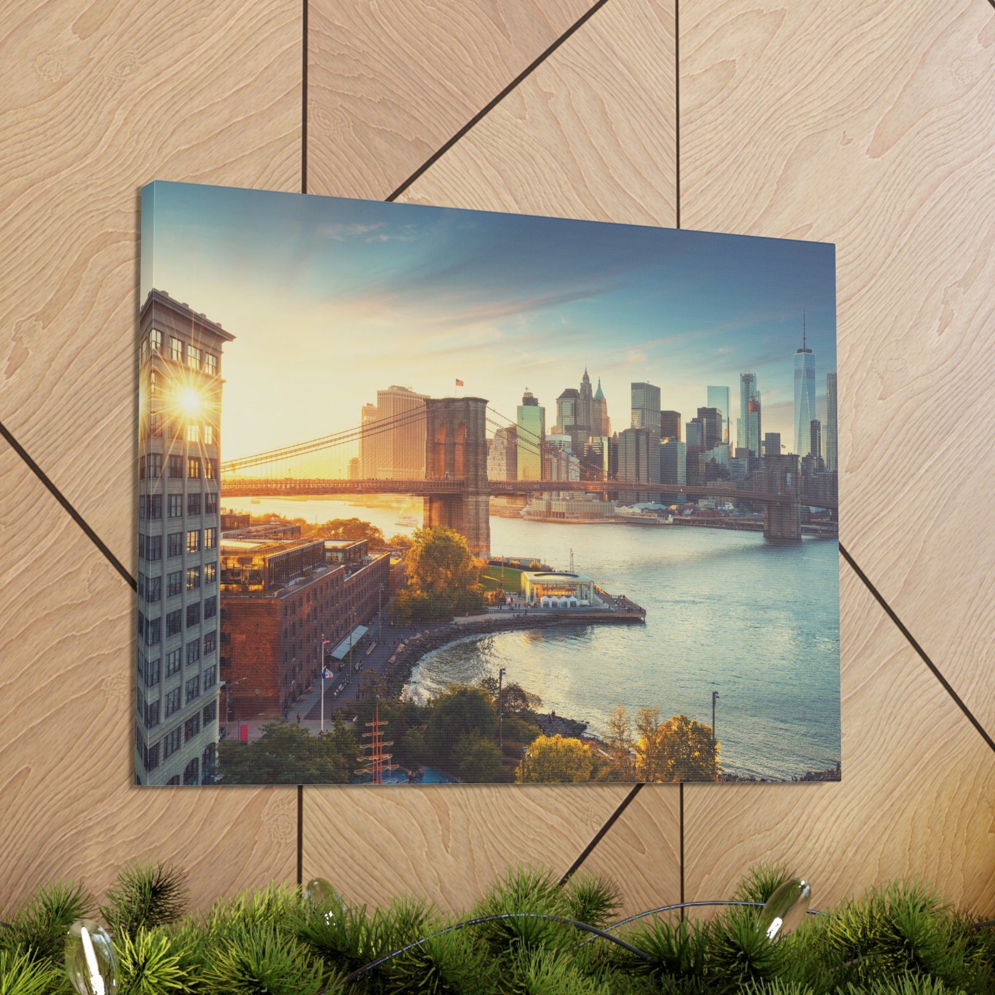 Brooklyn Daytime Skyline Canvas Artwork High-Quality Breathtaking Stunning Cityscape for Home Decor Ready to Hang-Express Your Love Gifts