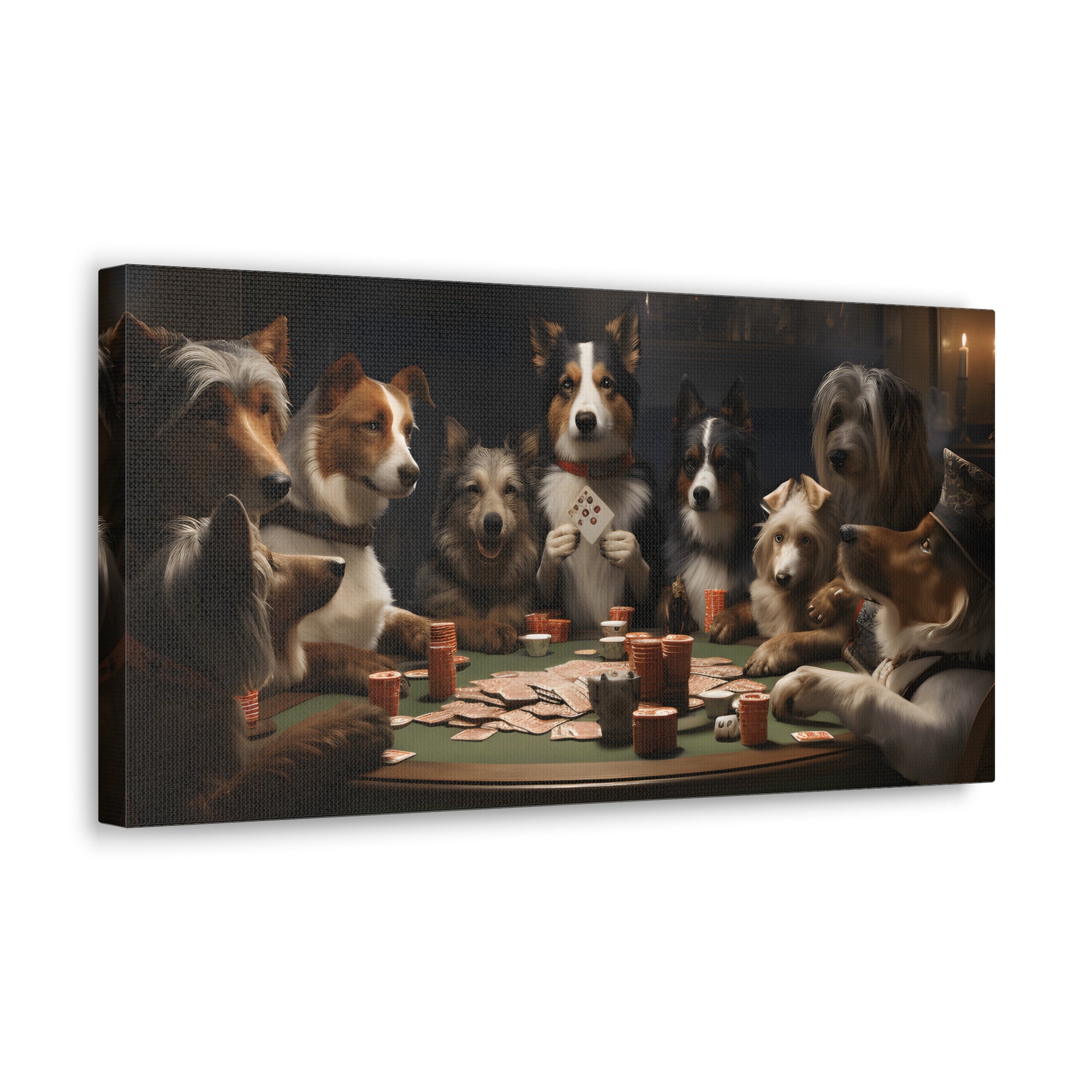 Different Dogs Playing Poker New York Animals Playing Card Canvas Wall Art for Home Decor Ready-to-Hang-Express Your Love Gifts