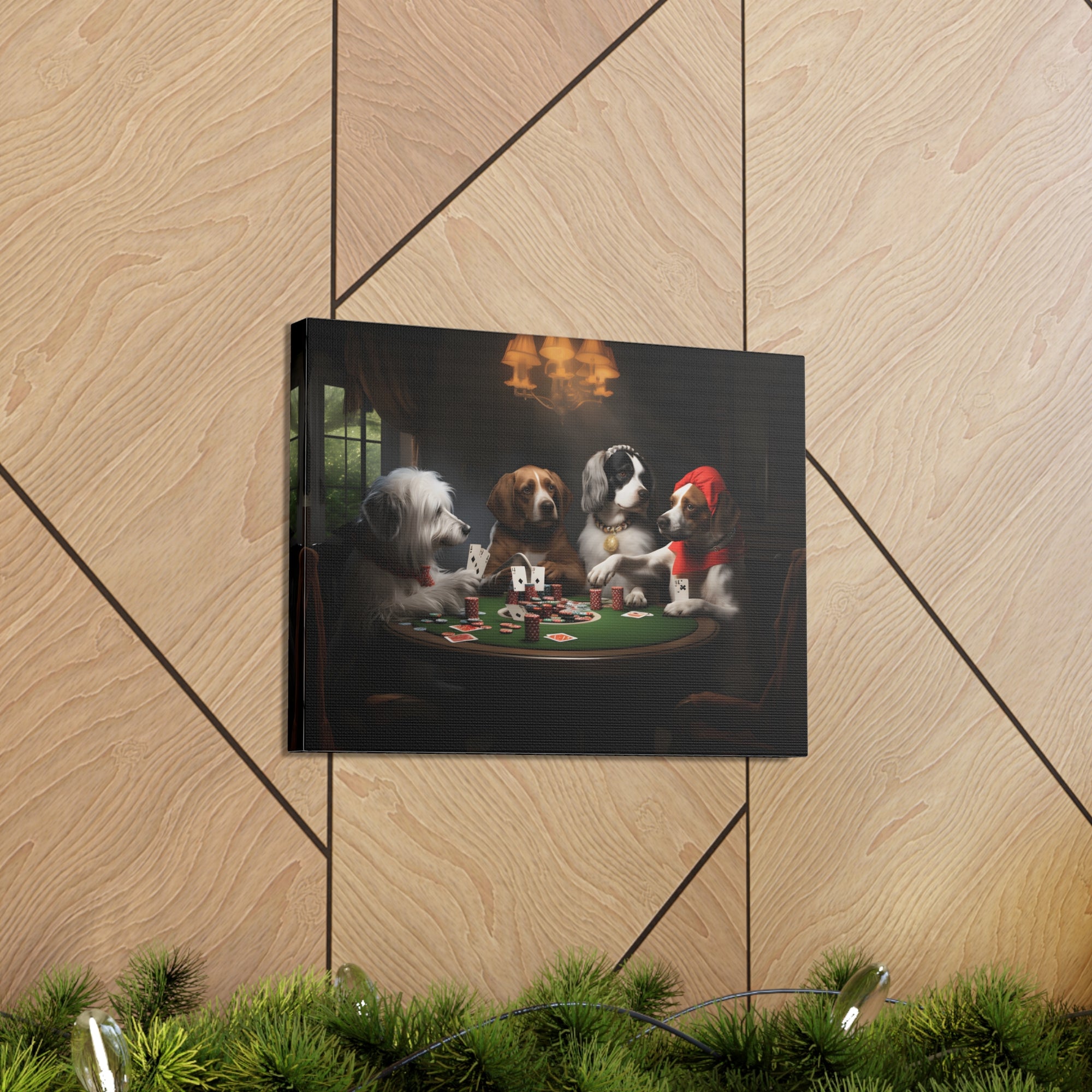 Dogs Playing Poker New York Animals Playing Card Canvas Wall Art for Home Decor Ready-to-Hang-Express Your Love Gifts