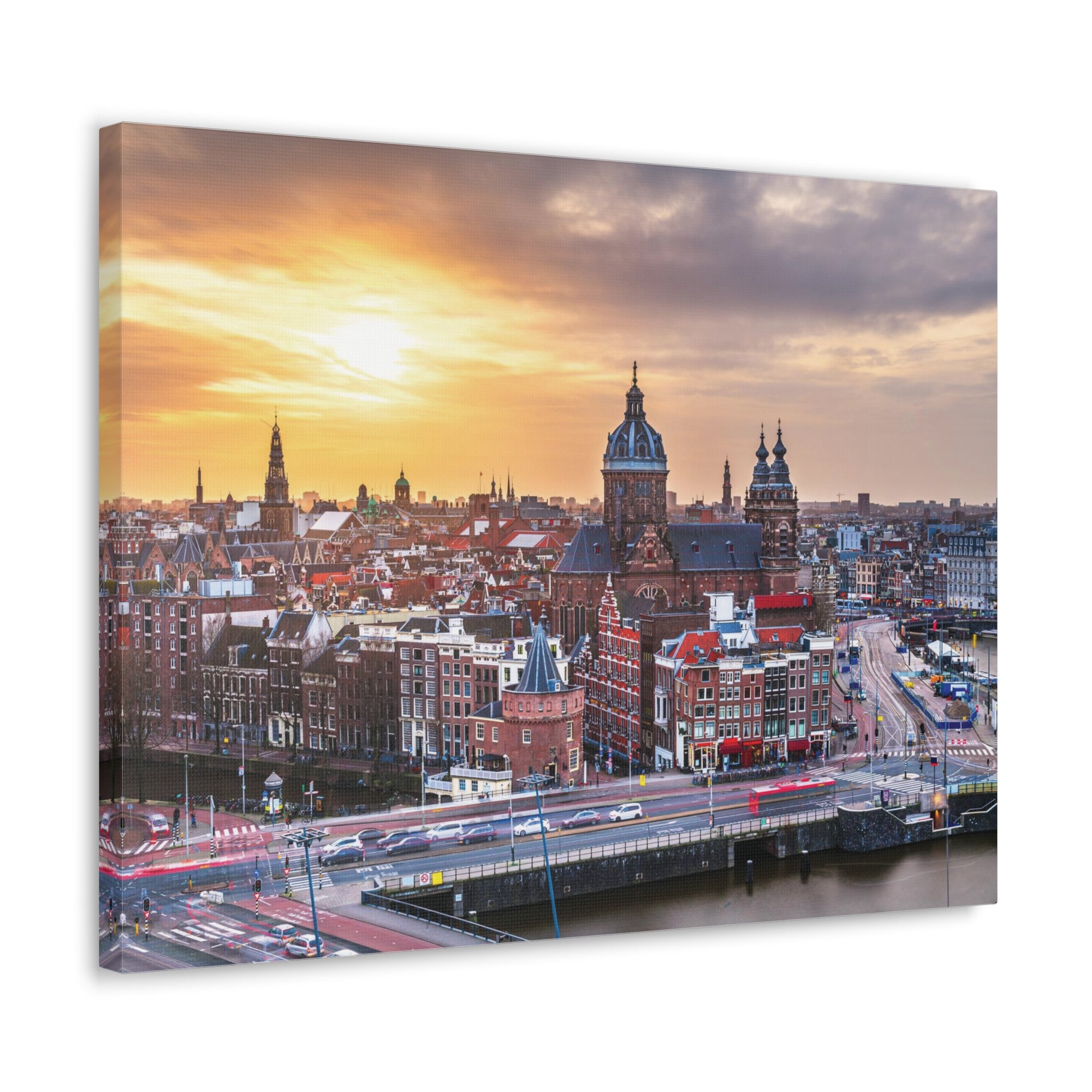 Amsterdam Daytime Skyline Canvas Artwork High-Quality Breathtaking Stunning Cityscape for Home Decor Ready to Hang-Express Your Love Gifts