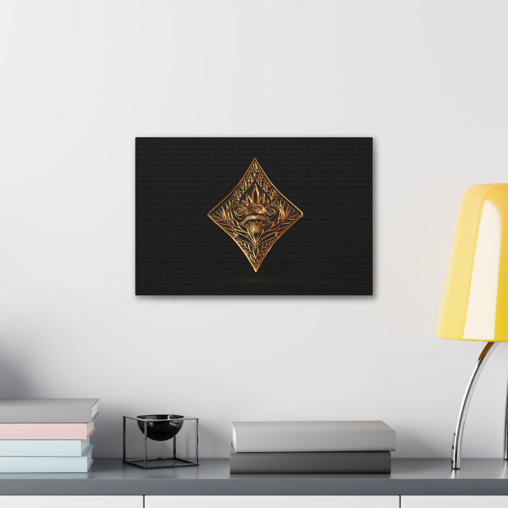 3D Gold Diamonds Playing Card Canvas Wall Art for Home Decor Ready-to-Hang-Express Your Love Gifts