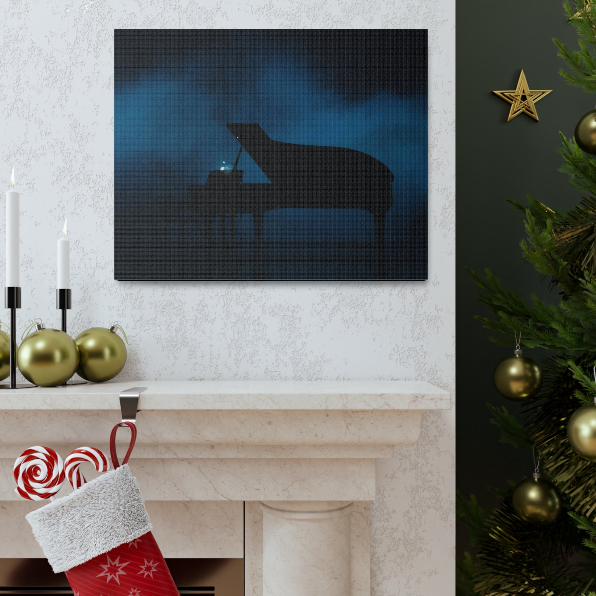 Piano Dark Music Lover's Delight Piano Keyboard Canvas Wall Art for Home Decor Ready-to-Hang-Express Your Love Gifts