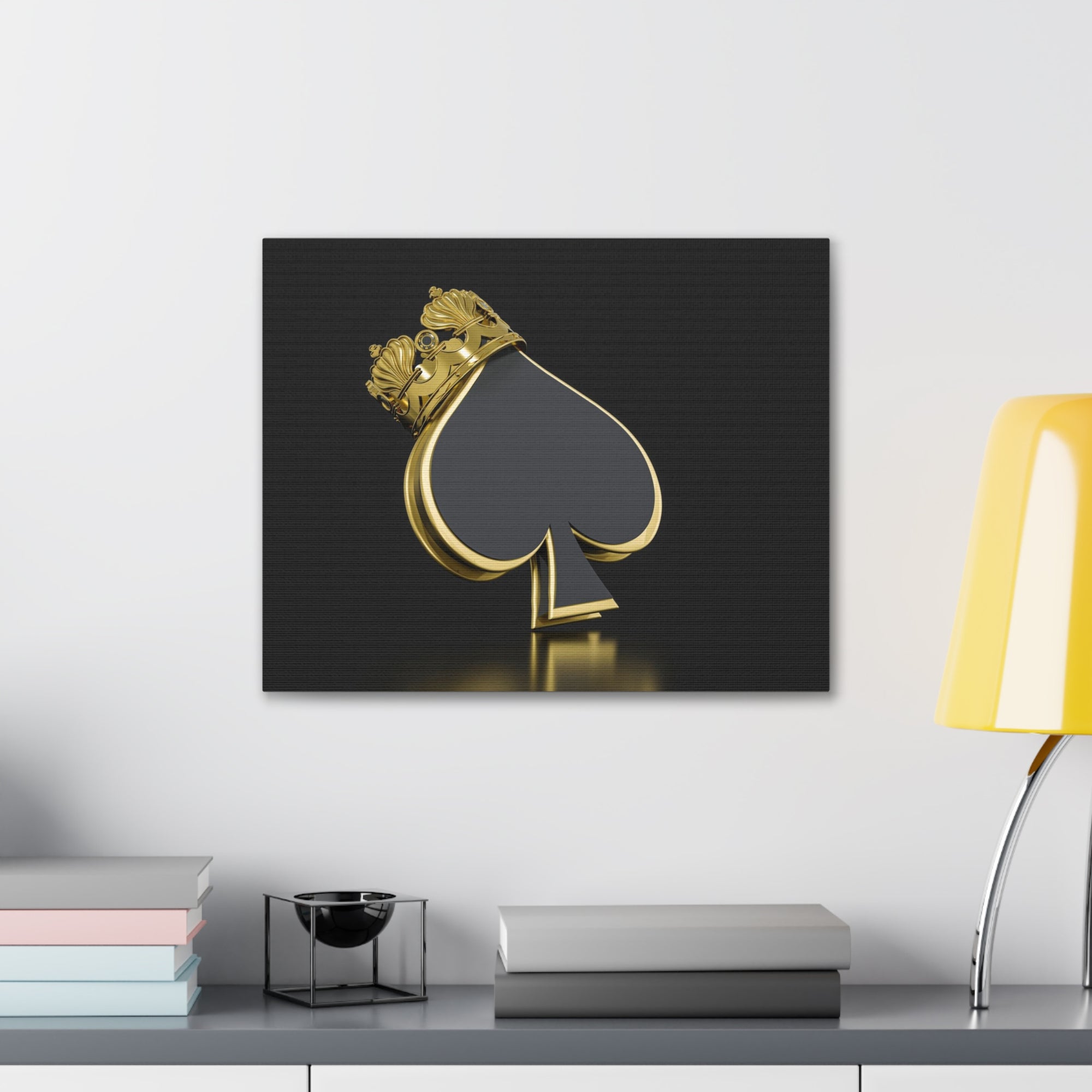 3D Gold Crown Spades Playing Card Canvas Wall Art for Home Decor Ready-to-Hang-Express Your Love Gifts