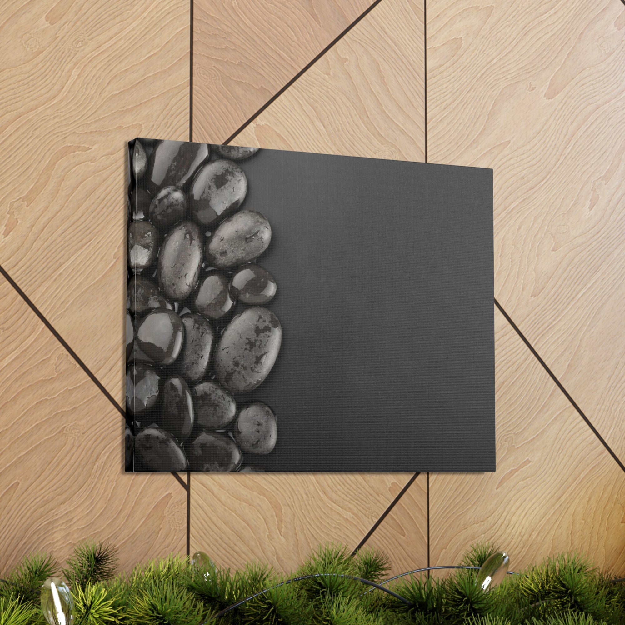 Black Background with Rocks Forest Floral Nature Photography Canvas Wall Art for Home Decor Ready-to-Hang-Express Your Love Gifts