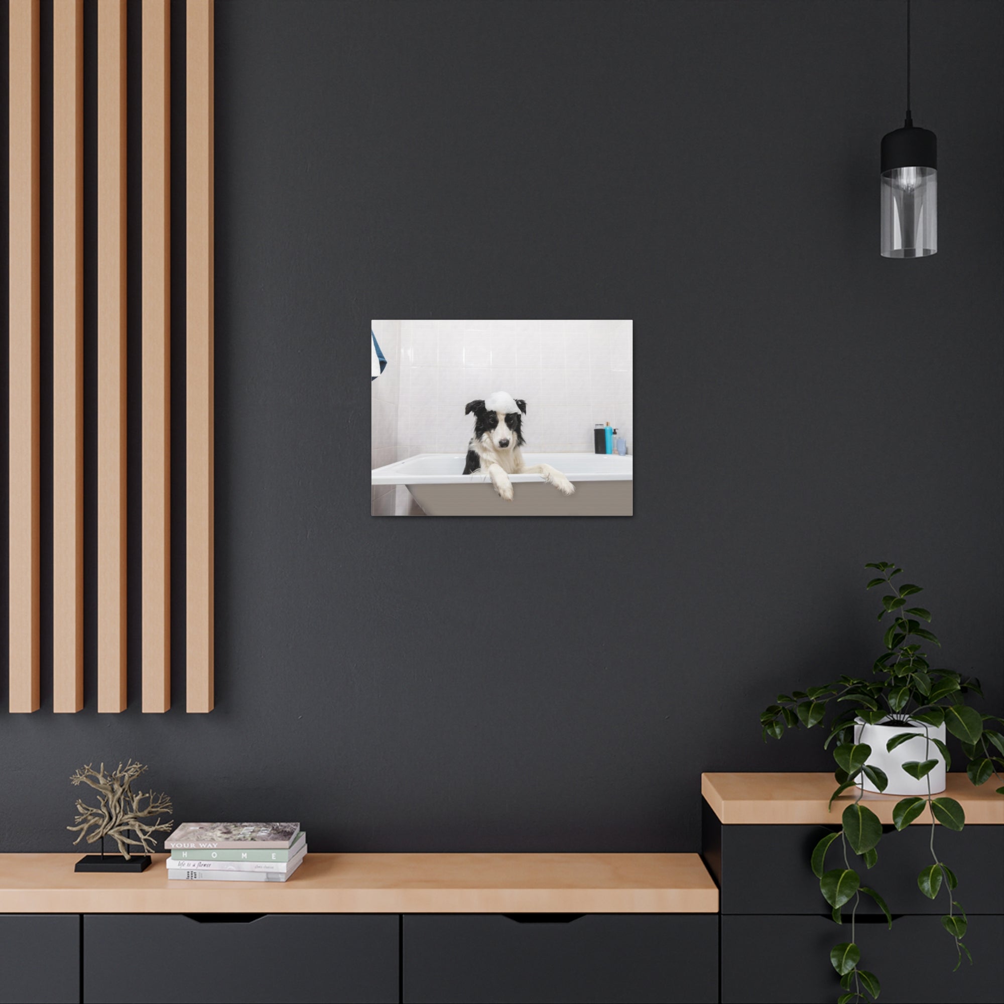 Funny Border Collie Bathee Canvas Wall Art for Home Decor Ready-to-Hang-Express Your Love Gifts