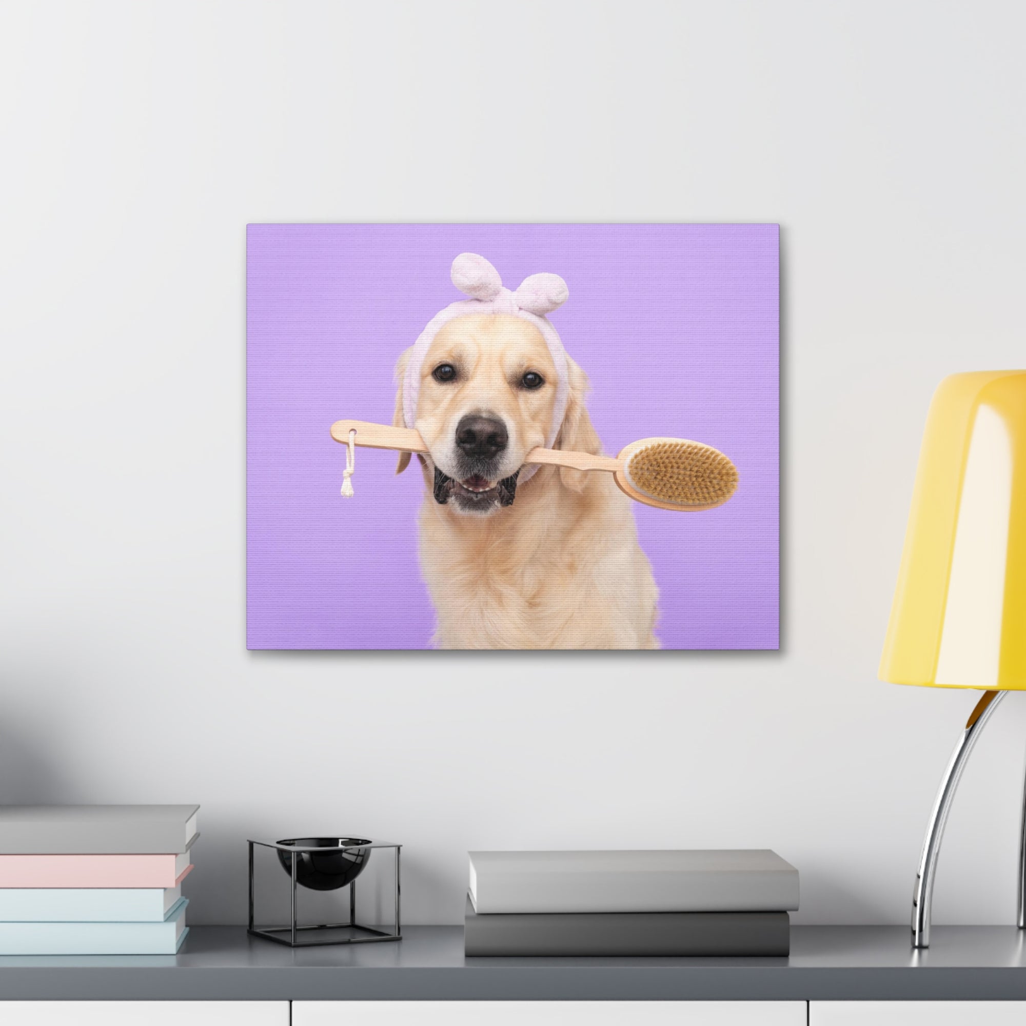 Funny Golden Retriever Bathee Canvas Wall Art for Home Decor Ready-to-Hang-Express Your Love Gifts