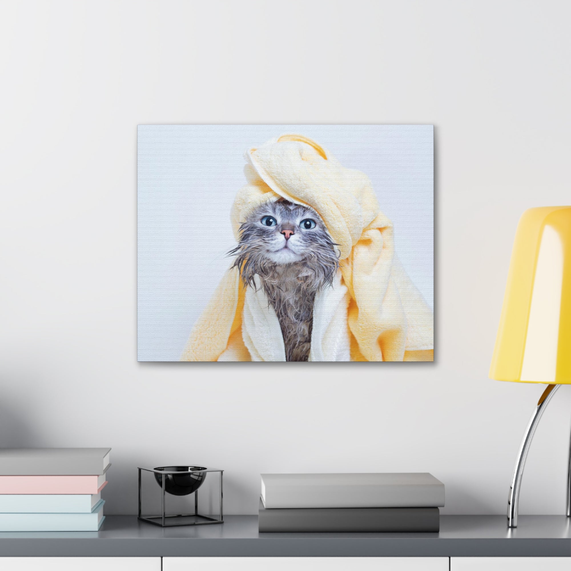 Funny Tabby Cat Bathee Canvas Wall Art for Home Decor Ready-to-Hang-Express Your Love Gifts