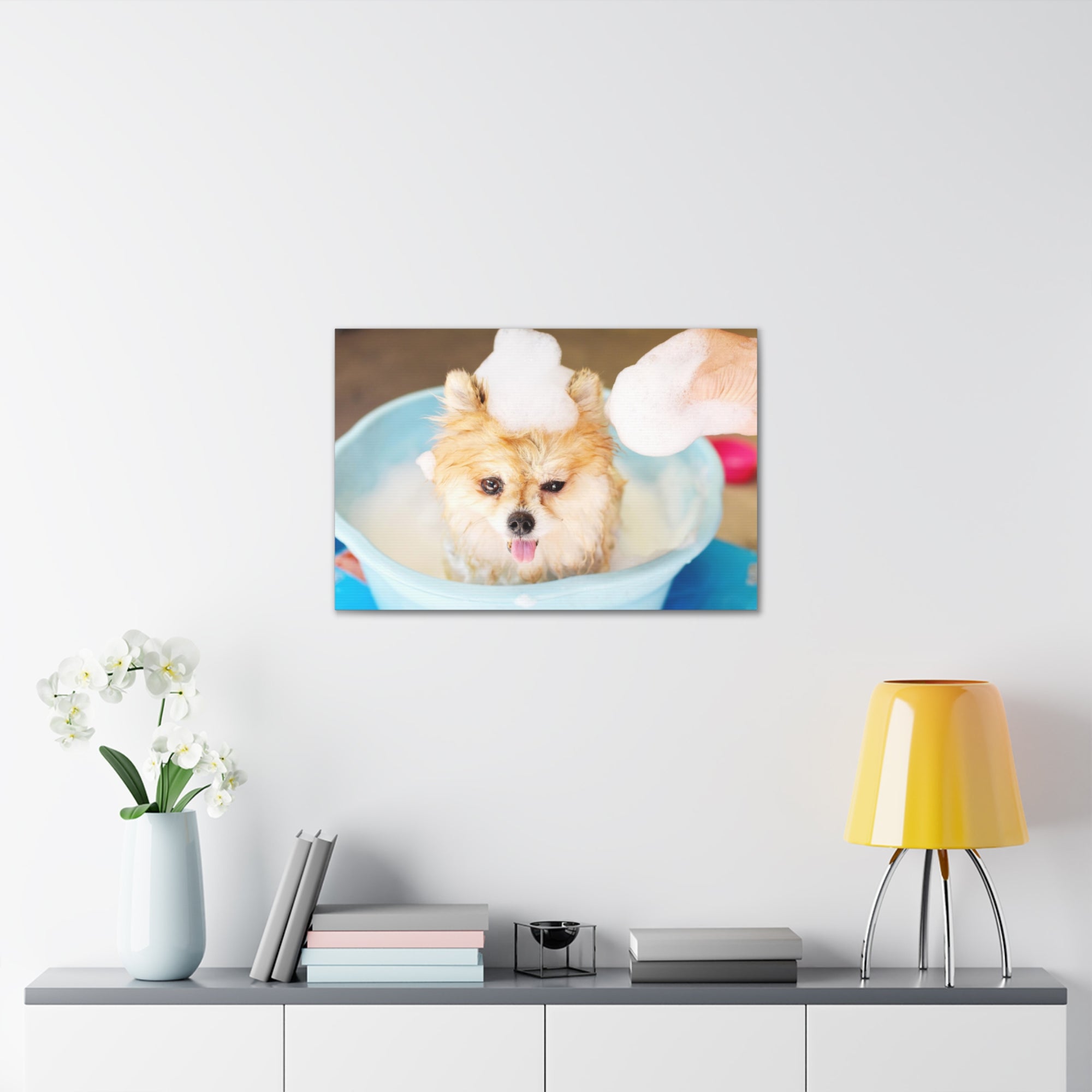 Funny Pomeranian Bathee Canvas Wall Art for Home Decor Ready-to-Hang-Express Your Love Gifts