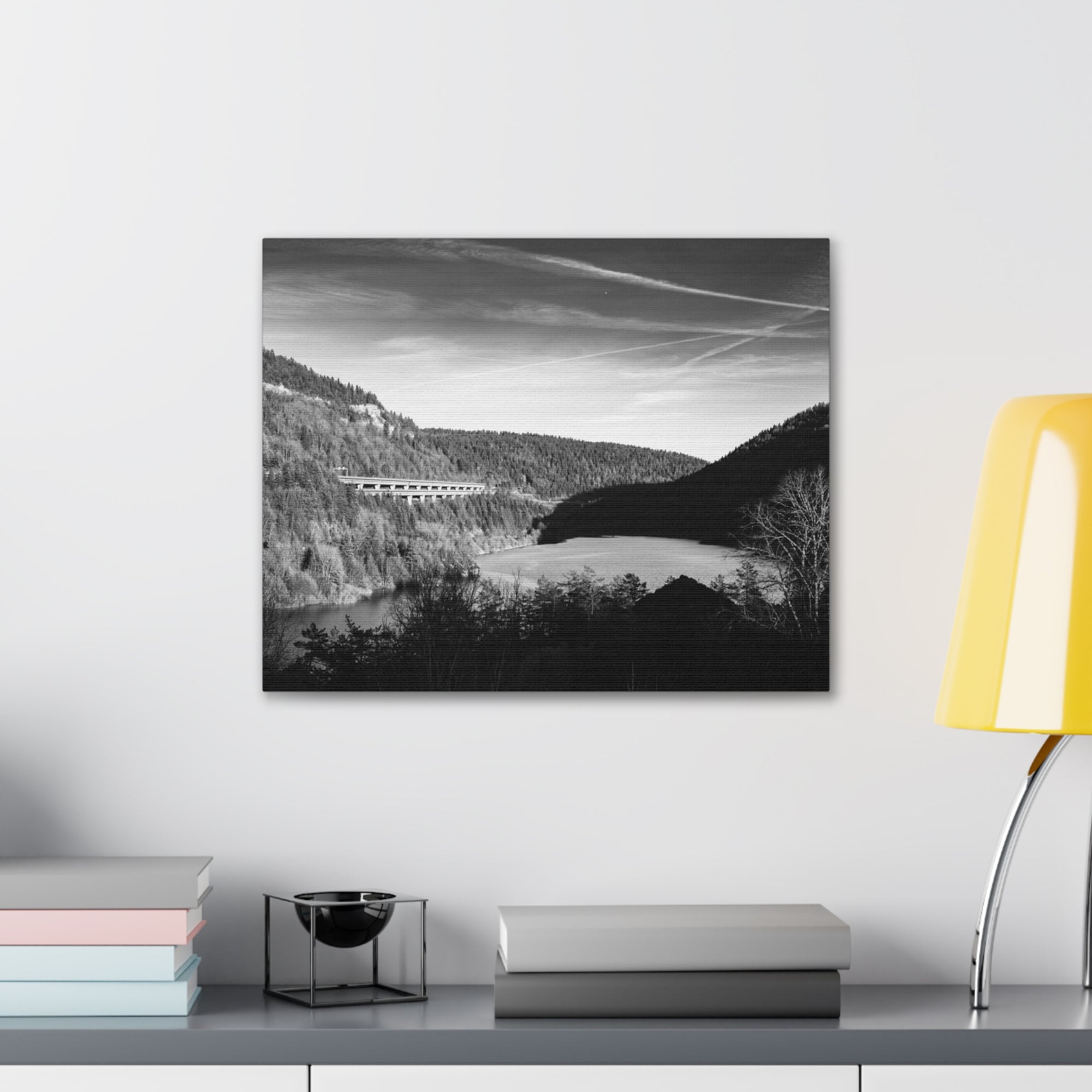 Black And White Forest Mountain Nature Wilderness Photography Canvas Wall Art for Home Decor Ready-to-Hang-Express Your Love Gifts