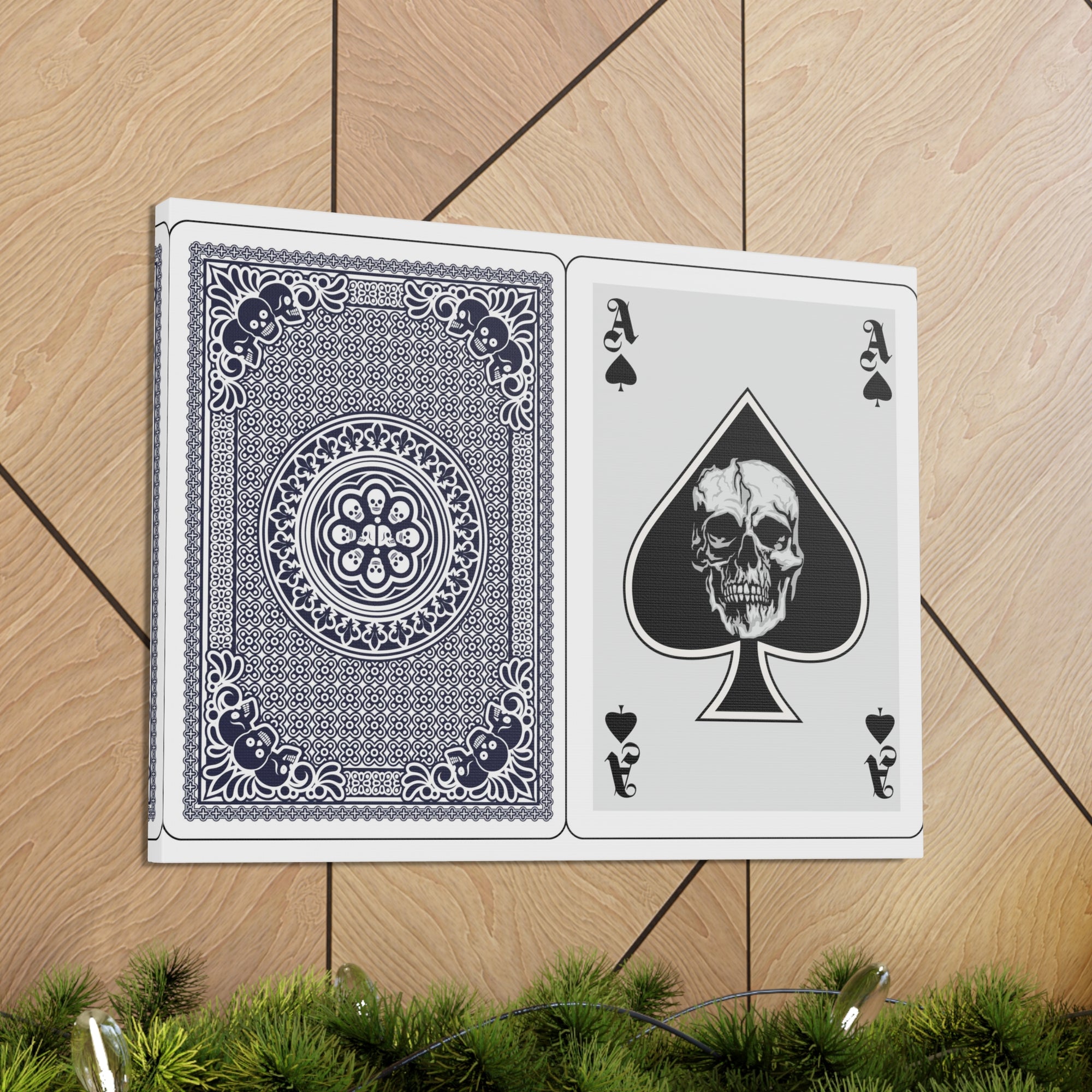 Ace of Spades With Skull Playing Card Canvas Wall Art for Home Decor Ready-to-Hang-Express Your Love Gifts