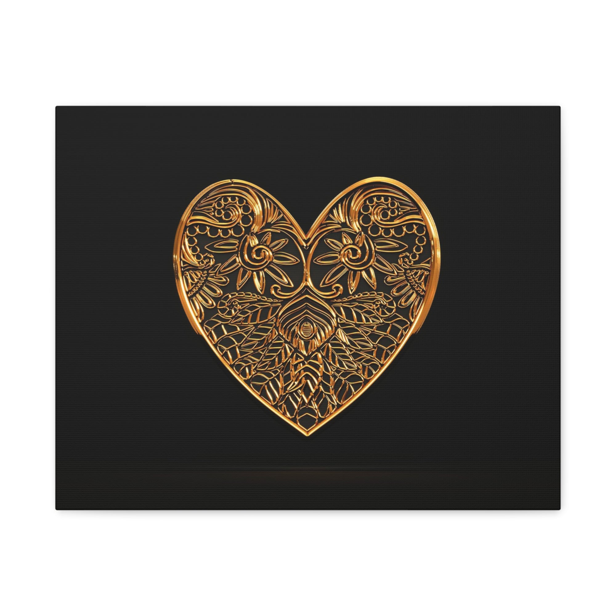 3D Gold Hearts Playing Card Canvas Wall Art for Home Decor Ready-to-Hang-Express Your Love Gifts