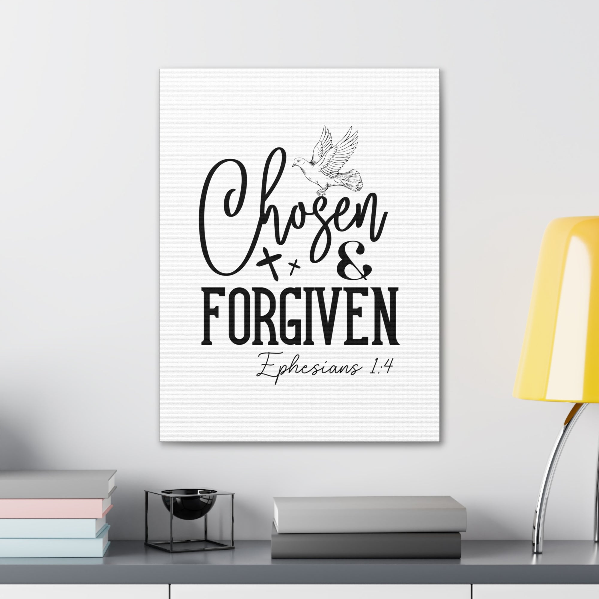 Scripture Walls Ephesians 1:4 Chosen & Forgiven Bible Verse Canvas Christian Wall Art Ready to Hang Unframed-Express Your Love Gifts