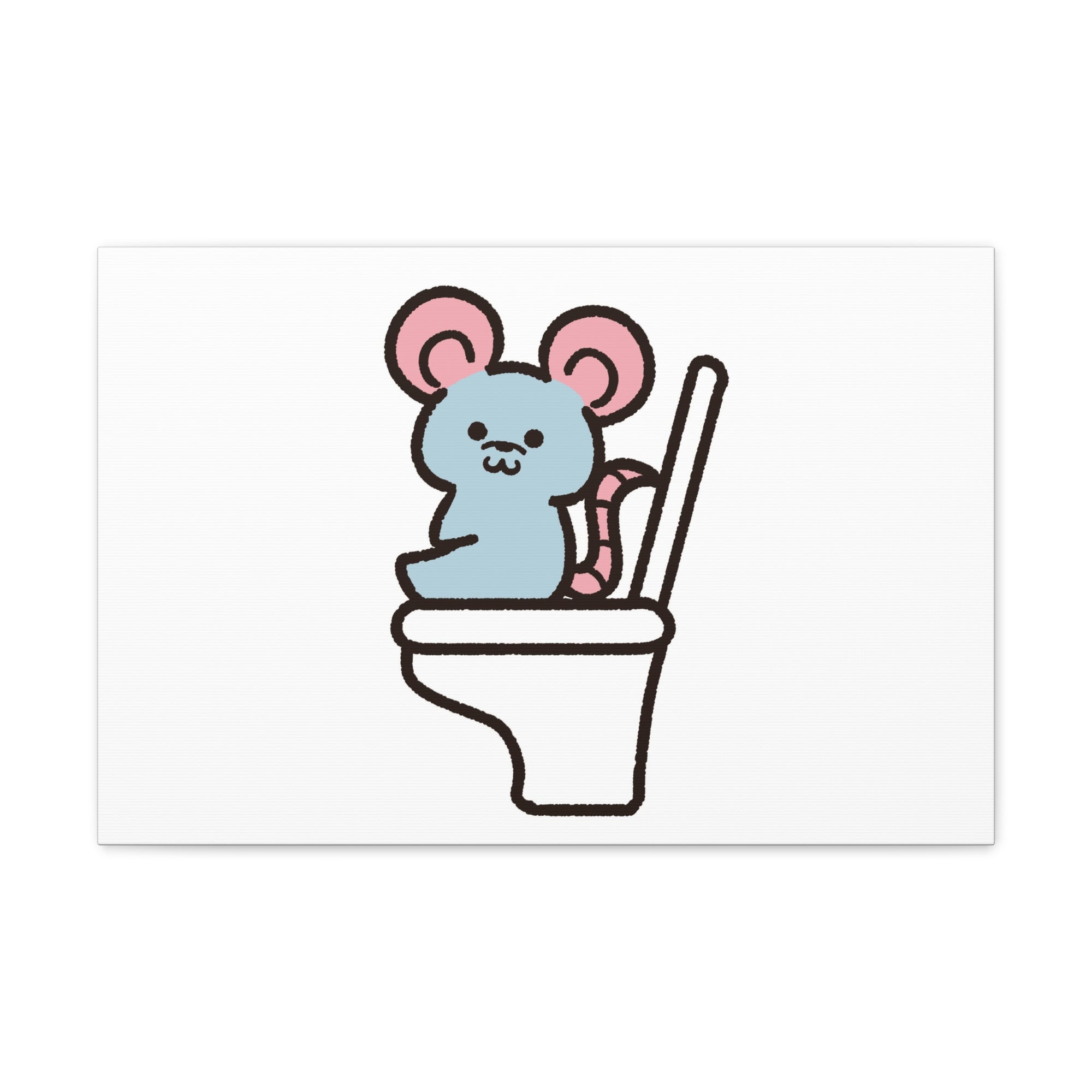 Cartoon Mouse Sitting On Toilet Funny Canvas Wall Art for Home Decor Ready-to-Hand-Express Your Love Gifts