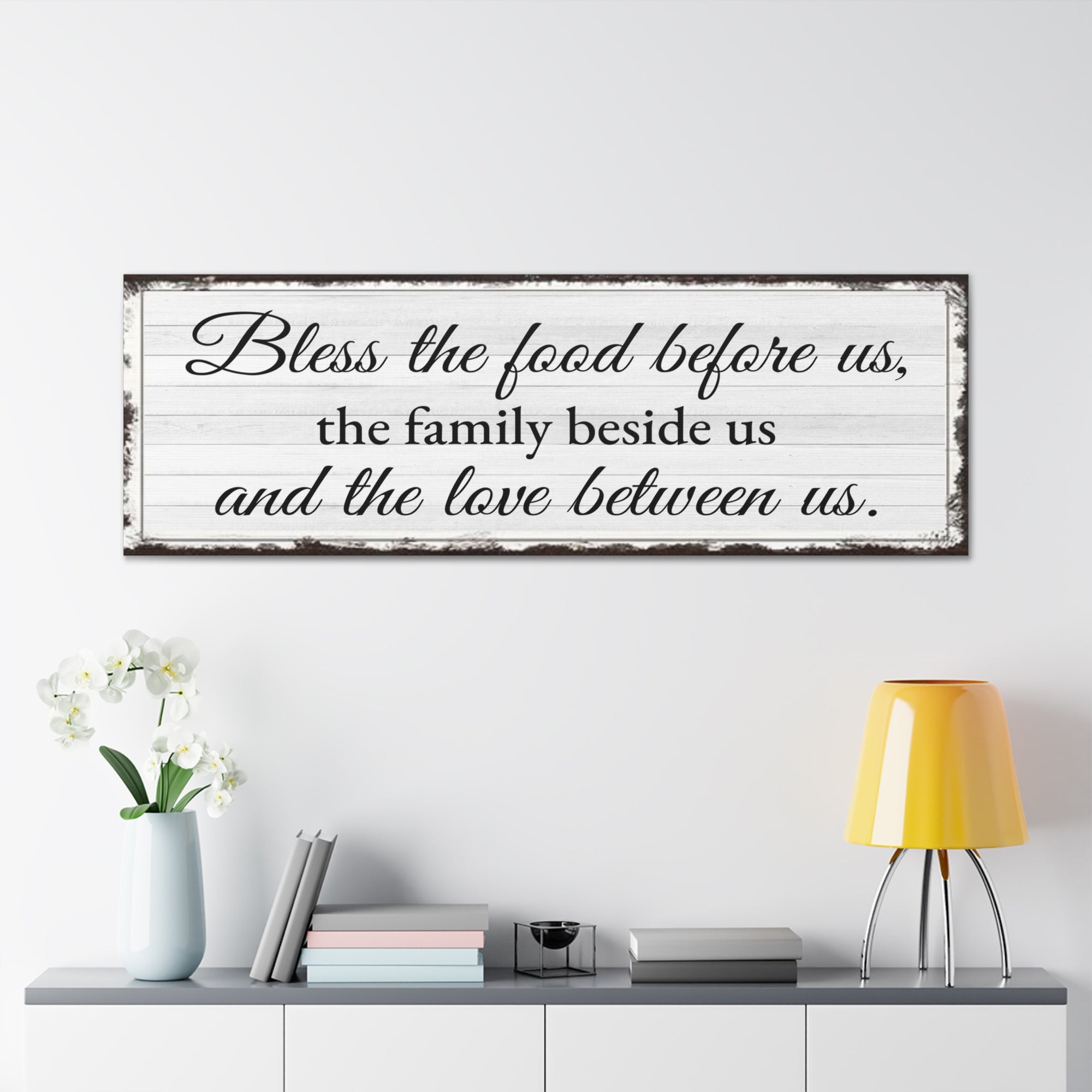 Scripture Walls Bless The Food White Bible Verse Canvas Christian Wall Art Ready to Hang Unframed-Express Your Love Gifts